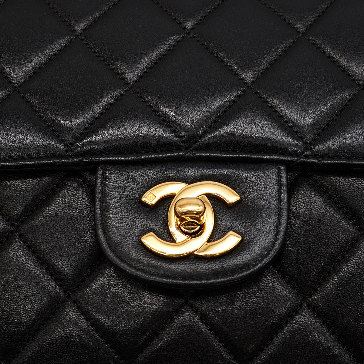 Luxury Promise Japan VINTAGE CHANEL DOUBLE FACE CHAIN SHOULDER BAG BLACK LAMB SKIN GOLD HARDWARE 90346678
