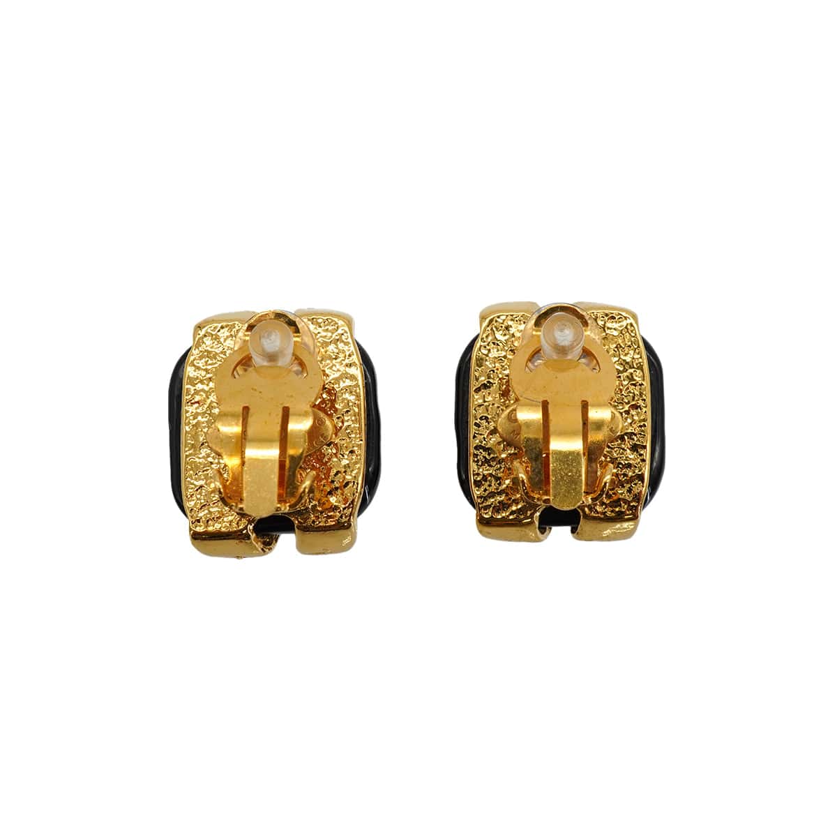 Luxury Promise Japan VINTAGE CHANEL EARRINGS COCOMARK BLACK STONE GOLD ACCESSORY 94P 90334998