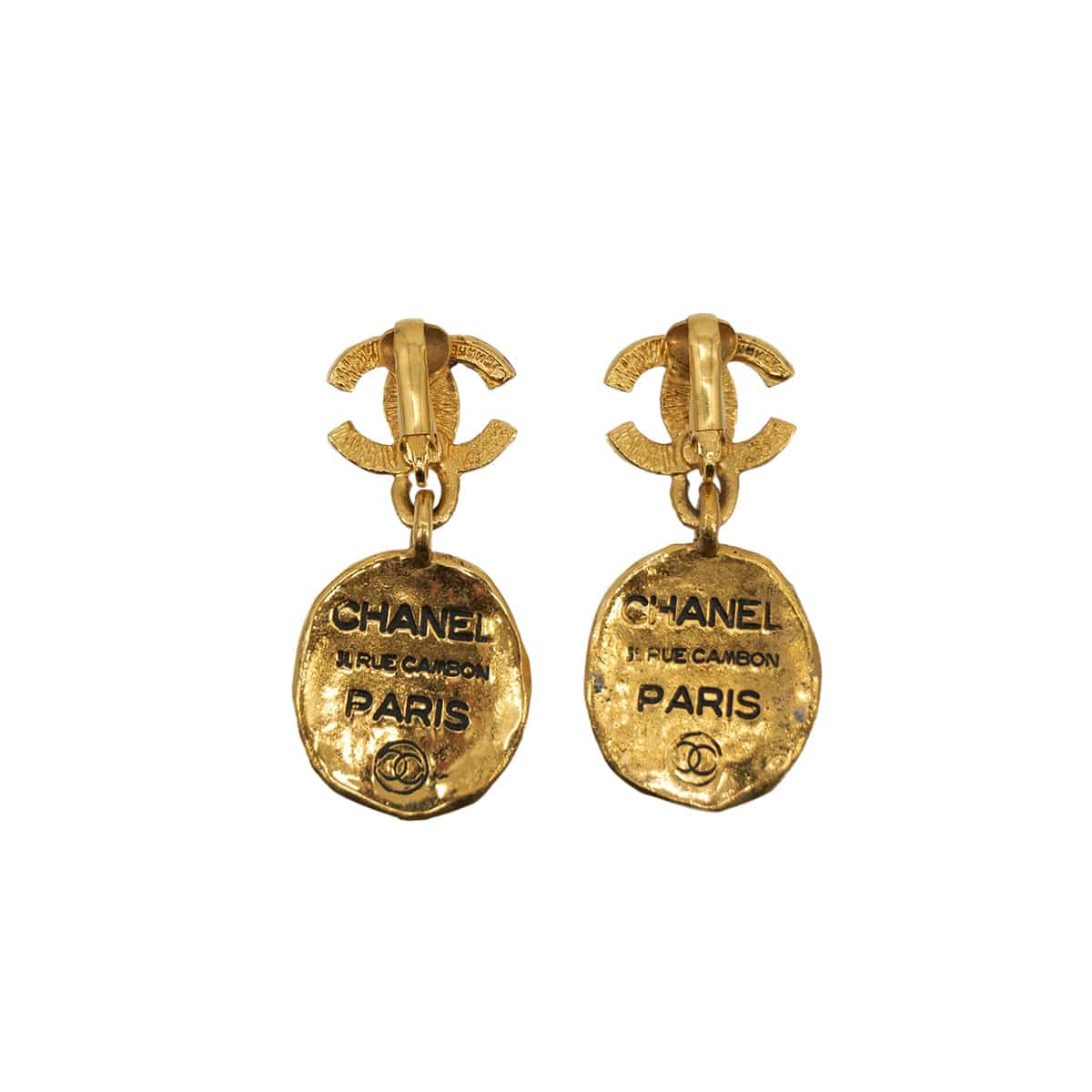 Luxury Promise Japan VINTAGE CHANEL EARRINGS COCOMARK CAMBON LOGO GOLD ACCESSORY 90313305
