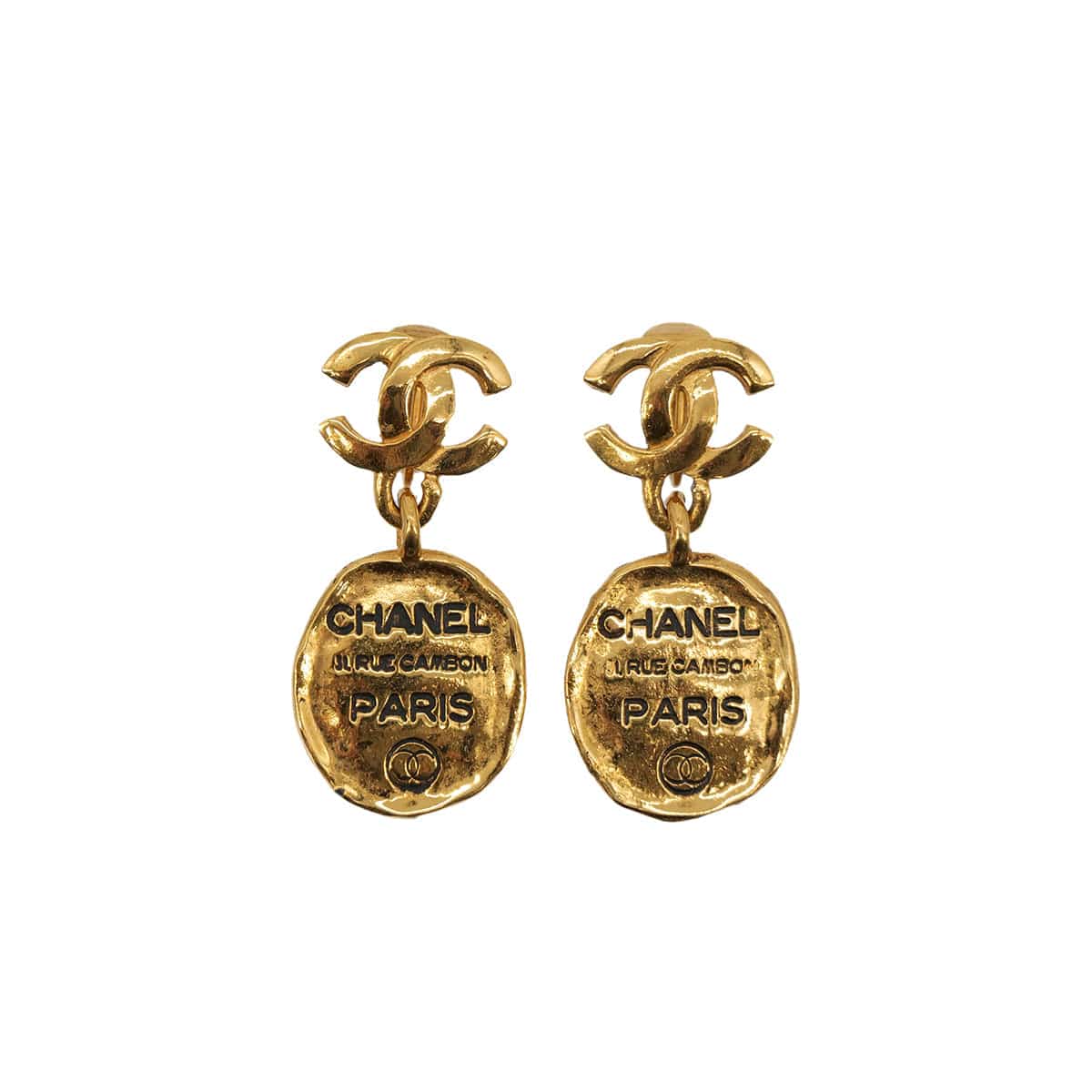 Luxury Promise Japan VINTAGE CHANEL EARRINGS COCOMARK CAMBON LOGO GOLD ACCESSORY 90313305