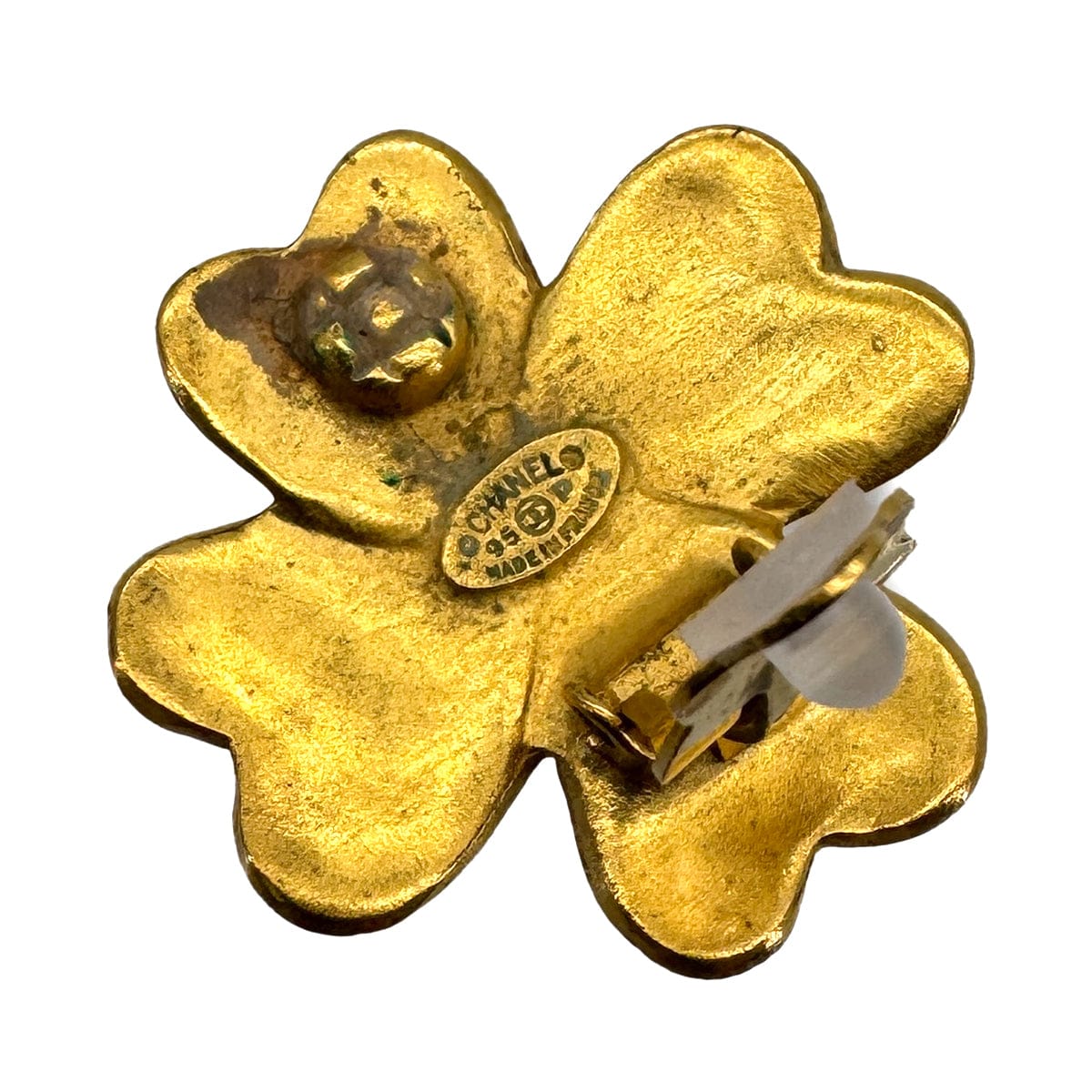 Luxury Promise Japan VINTAGE CHANEL EARRINGS COCOMARK CLOVER MOTIF GOLD ACCESSORY 95P 90324118