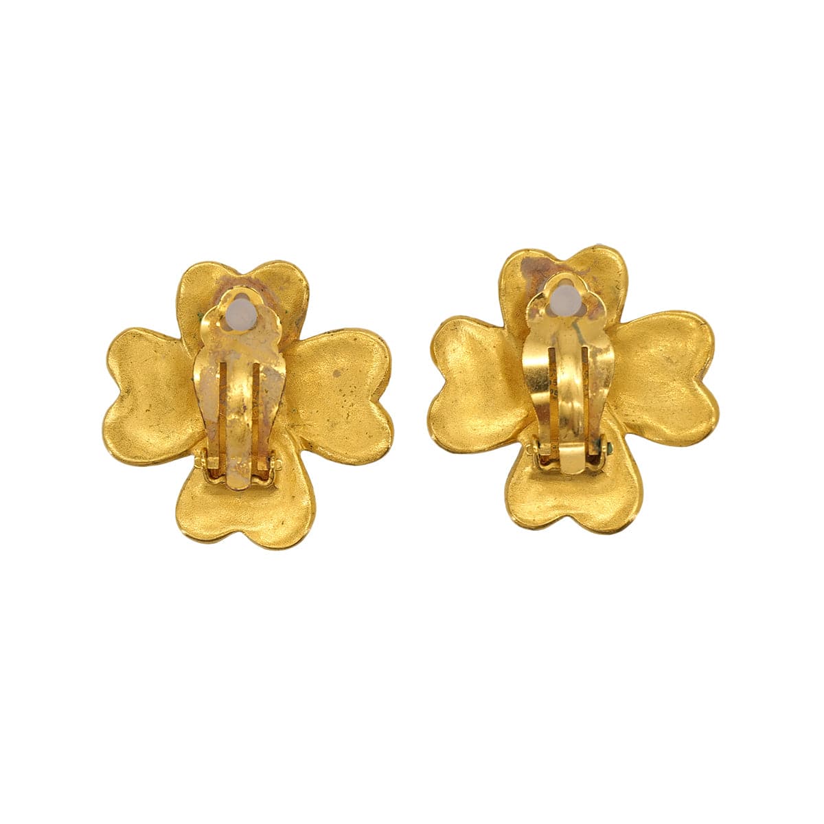 Luxury Promise Japan VINTAGE CHANEL EARRINGS COCOMARK CLOVER MOTIF GOLD ACCESSORY 95P 90324118