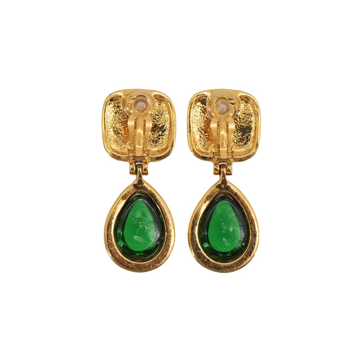 Luxury Promise Japan VINTAGE CHANEL EARRINGS COCOMARK COLOR STONE SWING GOLD GREEN ACCESSORY 97P 90323184