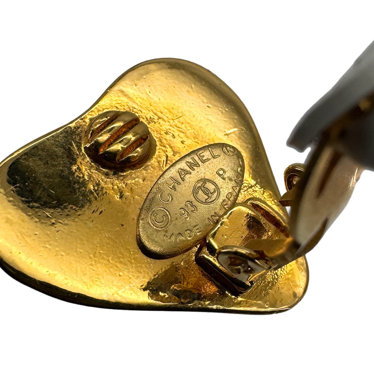 Luxury Promise Japan VINTAGE CHANEL EARRINGS COCOMARK HEART GOLD ACCESSORY 93P 90323145