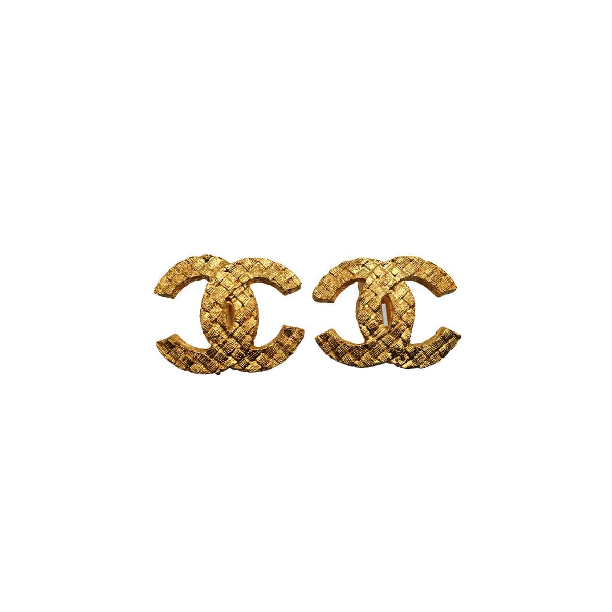 Luxury Promise Japan VINTAGE CHANEL EARRINGS COCOMARK MATELASSE GOLD ACCESSORY 90346882