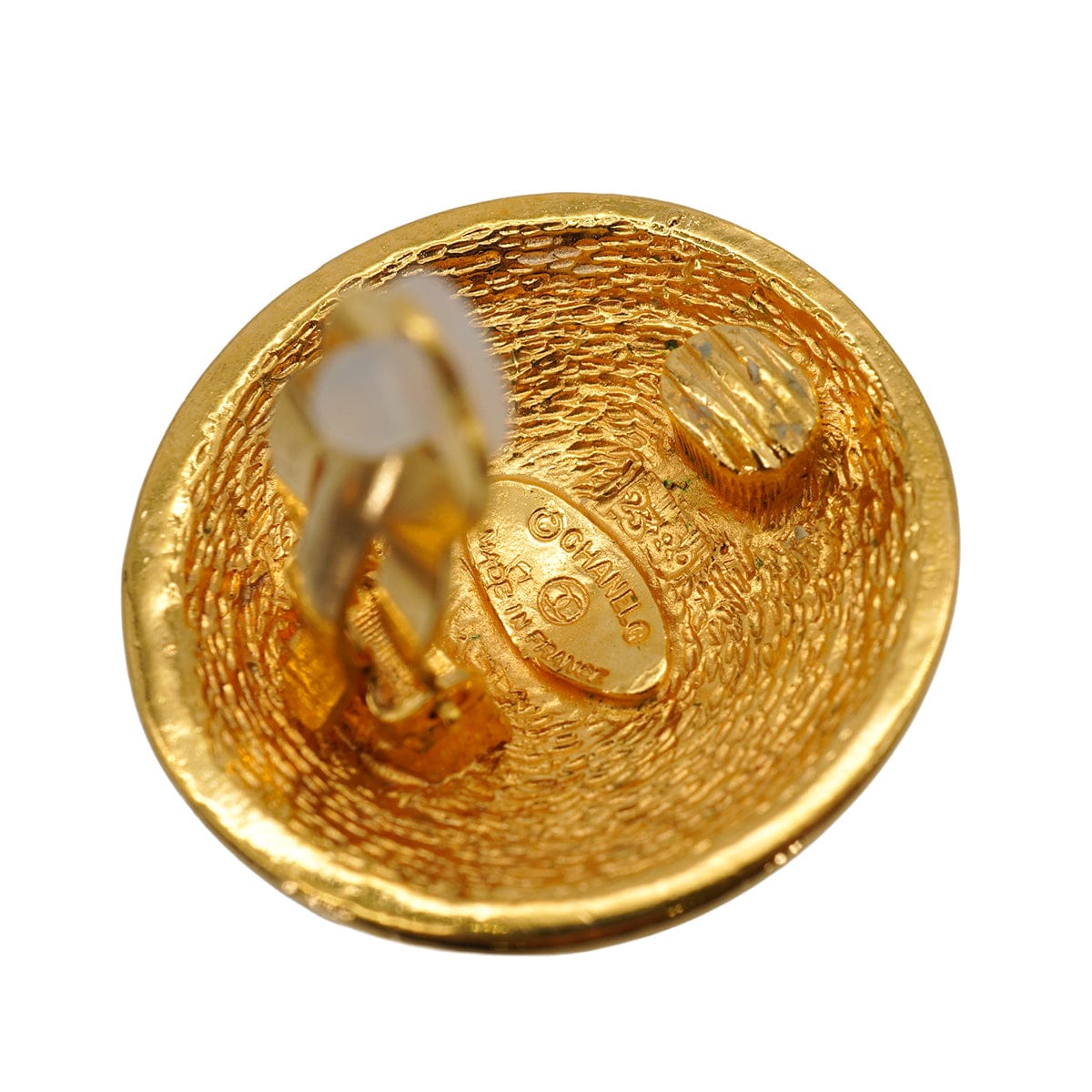 Luxury Promise Japan VINTAGE CHANEL EARRINGS COCOMARK MATELASSE ROUND ACCESSORY 90334883