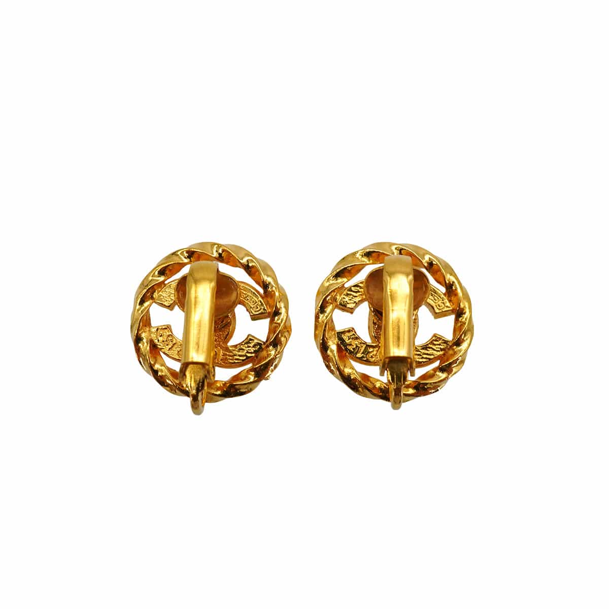 Luxury Promise Japan VINTAGE CHANEL EARRINGS COCOMARK RHINESTONE ROUND GOLD ACCESSORY 90345095