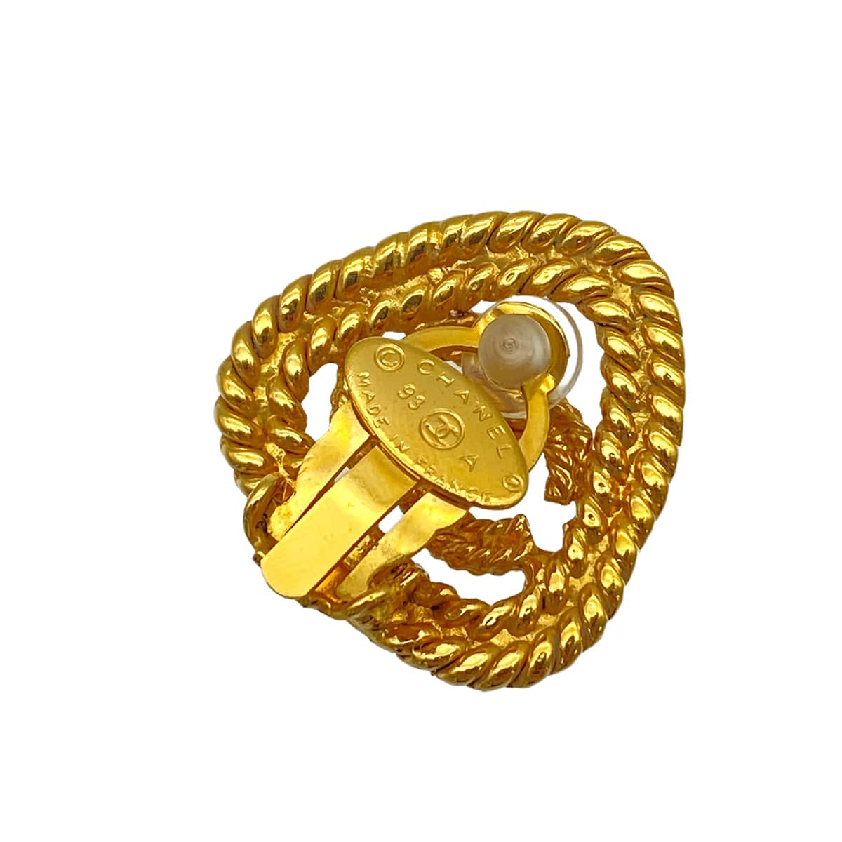 Luxury Promise Japan VINTAGE CHANEL EARRINGS COCOMARK ROPE TRIANGLE GOLD ACCESSORY 93A 90325364