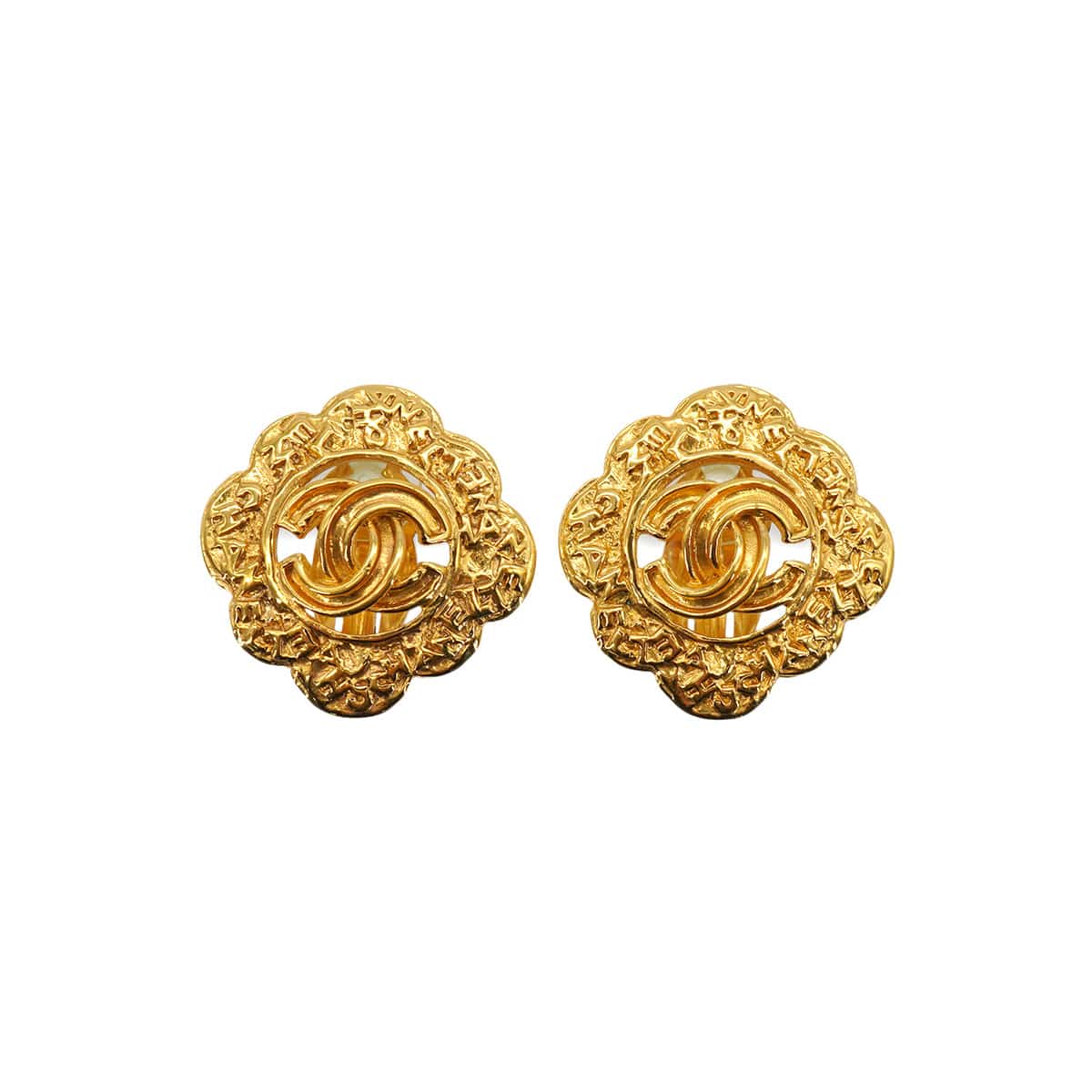Luxury Promise Japan VINTAGE CHANEL EARRINGS FLOWER MOTIF COCOMARK GOLD ACCESSORY 95A 90334890