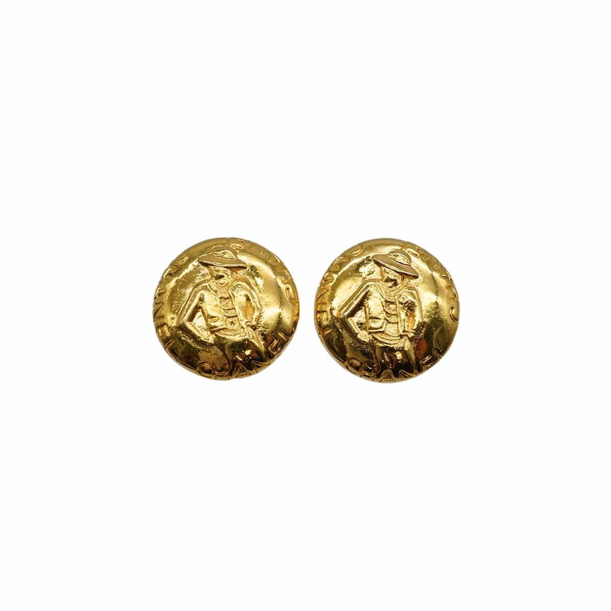 Luxury Promise Japan VINTAGE CHANEL EARRINGS MADEMOISELLE ROUND GOLD ACCESSORY 90346691