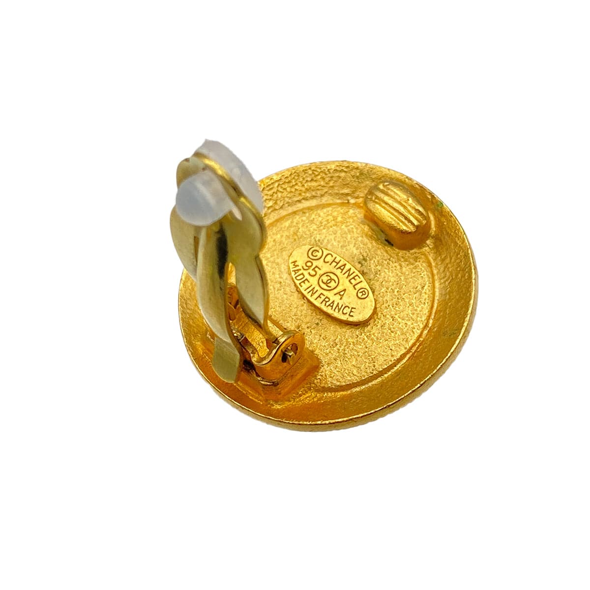 Luxury Promise Japan VINTAGE CHANEL EARRINGS ROUND COCOMARK GOLD BLACK ACCESSORY 95A 90312556