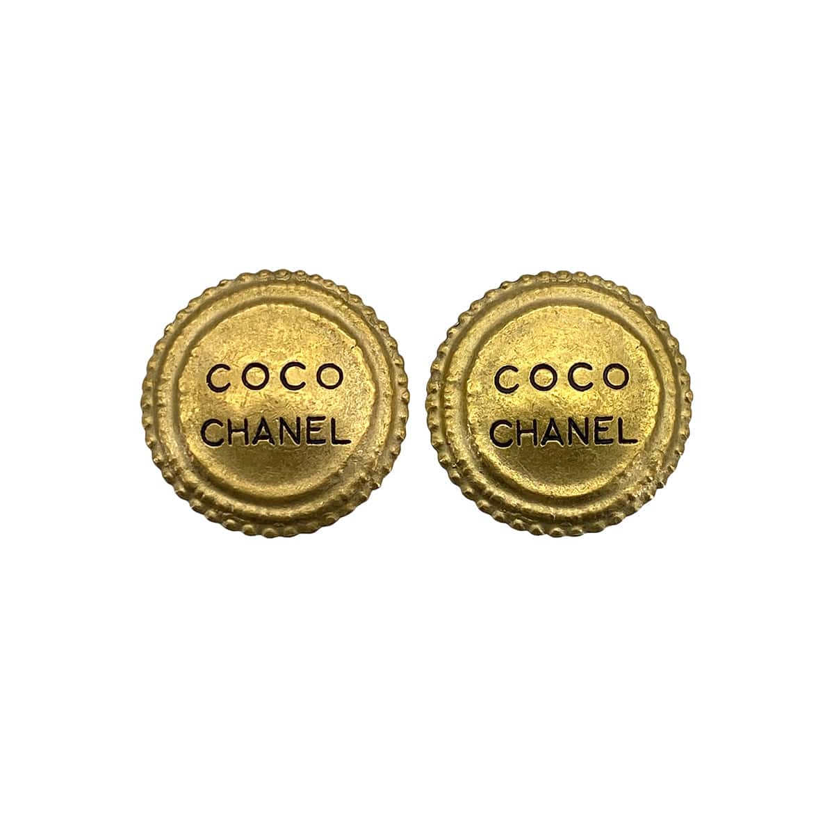 Luxury Promise Japan VINTAGE CHANEL EARRINGS ROUND LOGO GOLD ACCESSORY 94A 90322033