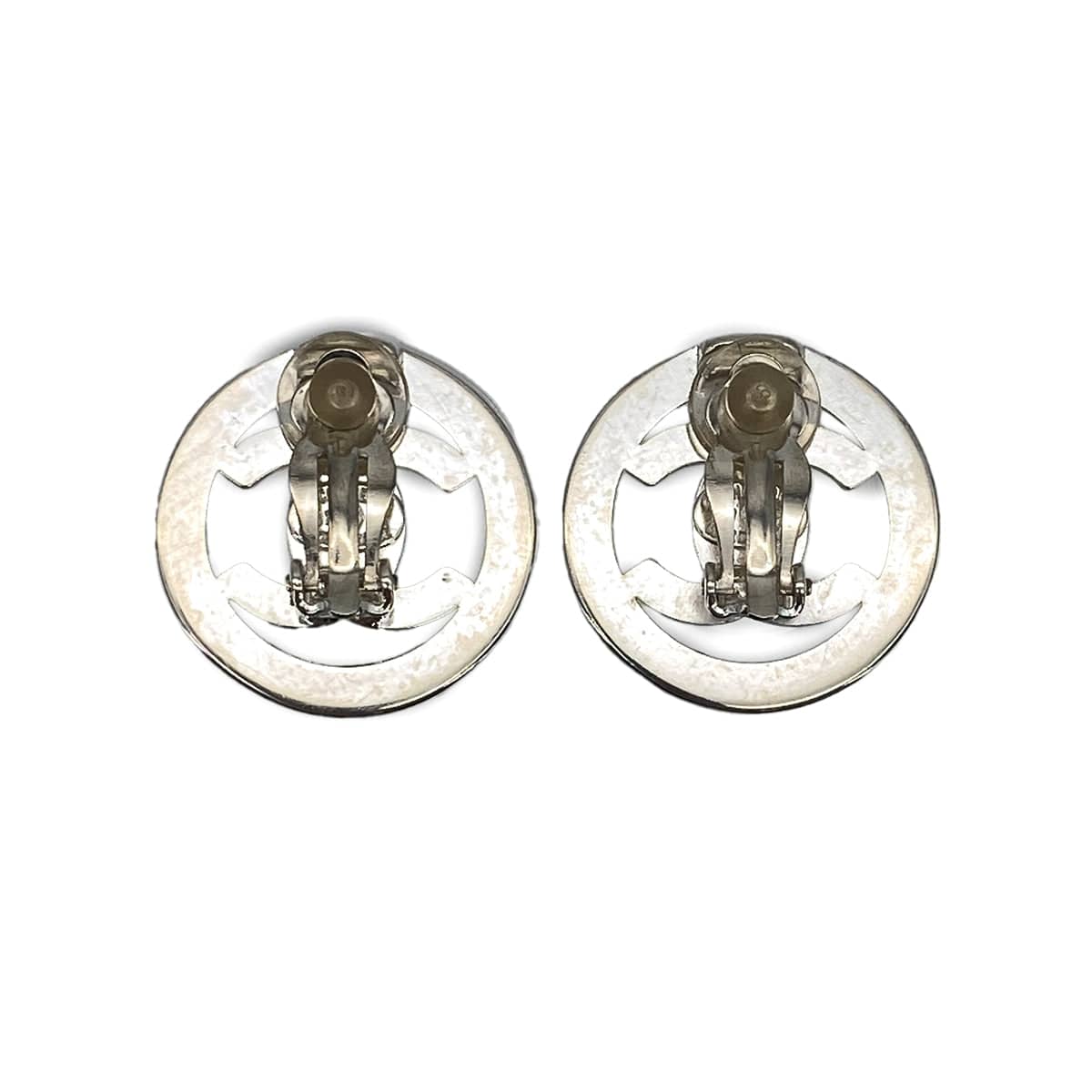 Luxury Promise Japan VINTAGE CHANEL EARRINGS TURN LOCK COCOMARK SILVER ACCESSORY 97P 90319594