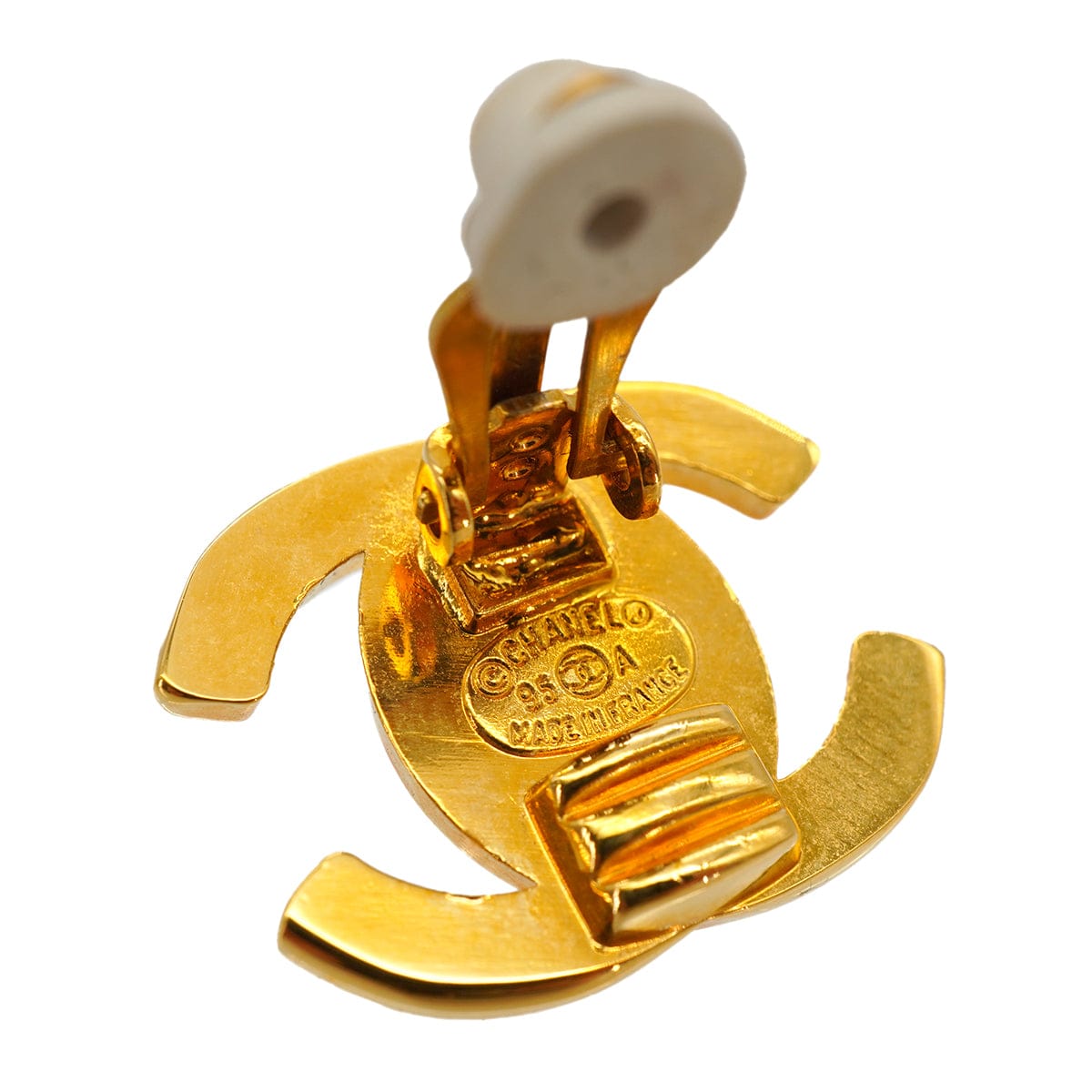 Luxury Promise Japan VINTAGE CHANEL EARRINGS TURN LOCK GOLD ACCESSORY 95A 90335024