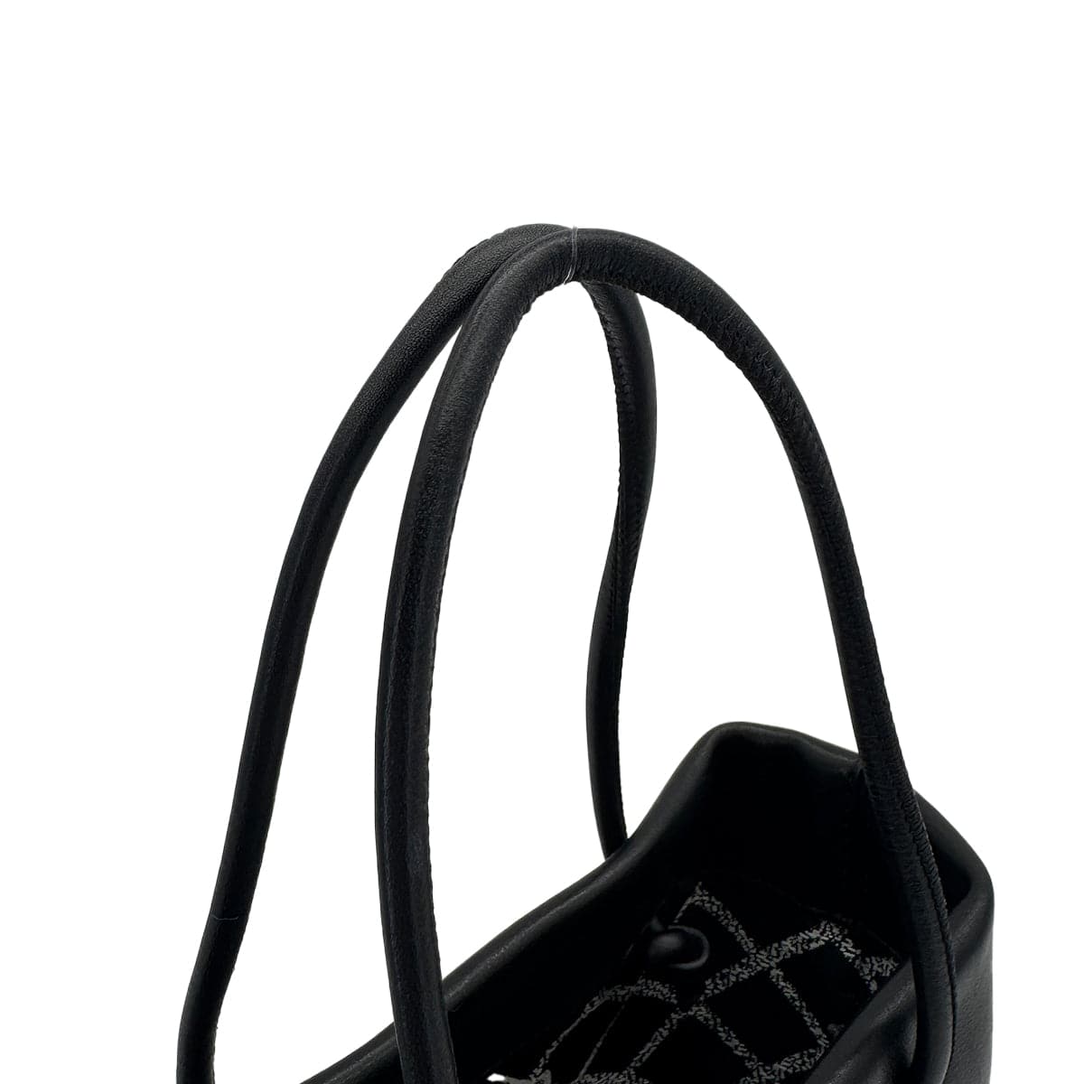 Luxury Promise Japan VINTAGE CHANEL ESSENTIAL LOGO HAND BAG BLACK WHITE CALF LEATHER 90321153