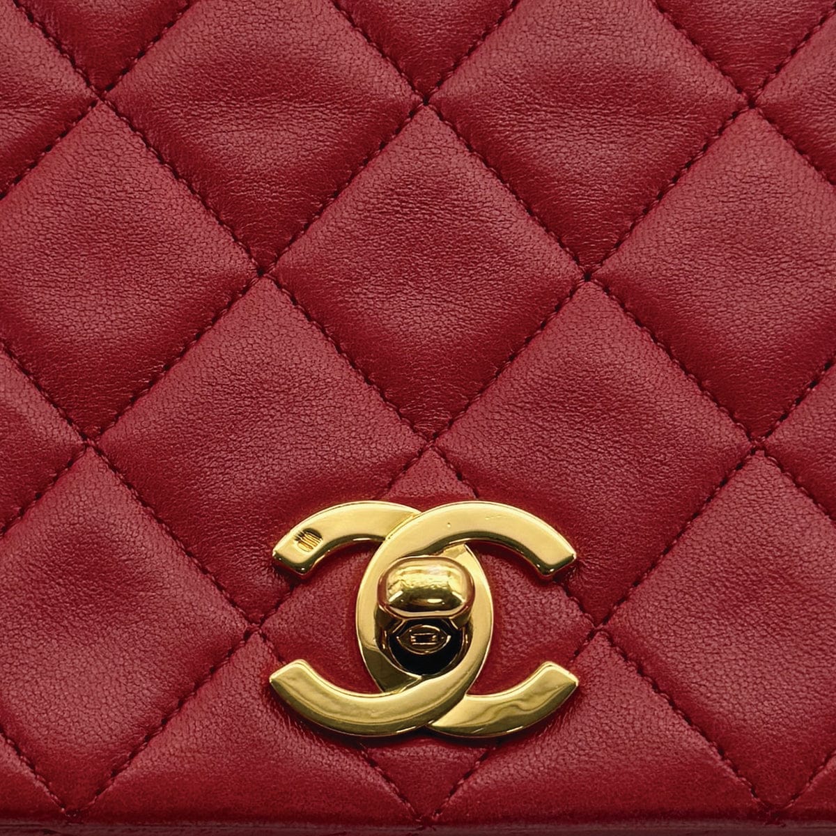 Luxury Promise Japan VINTAGE CHANEL FULL FLAP CHAIN SHOULDER BAG RED LAMB SKIN GOLD HARDWARE 90311265