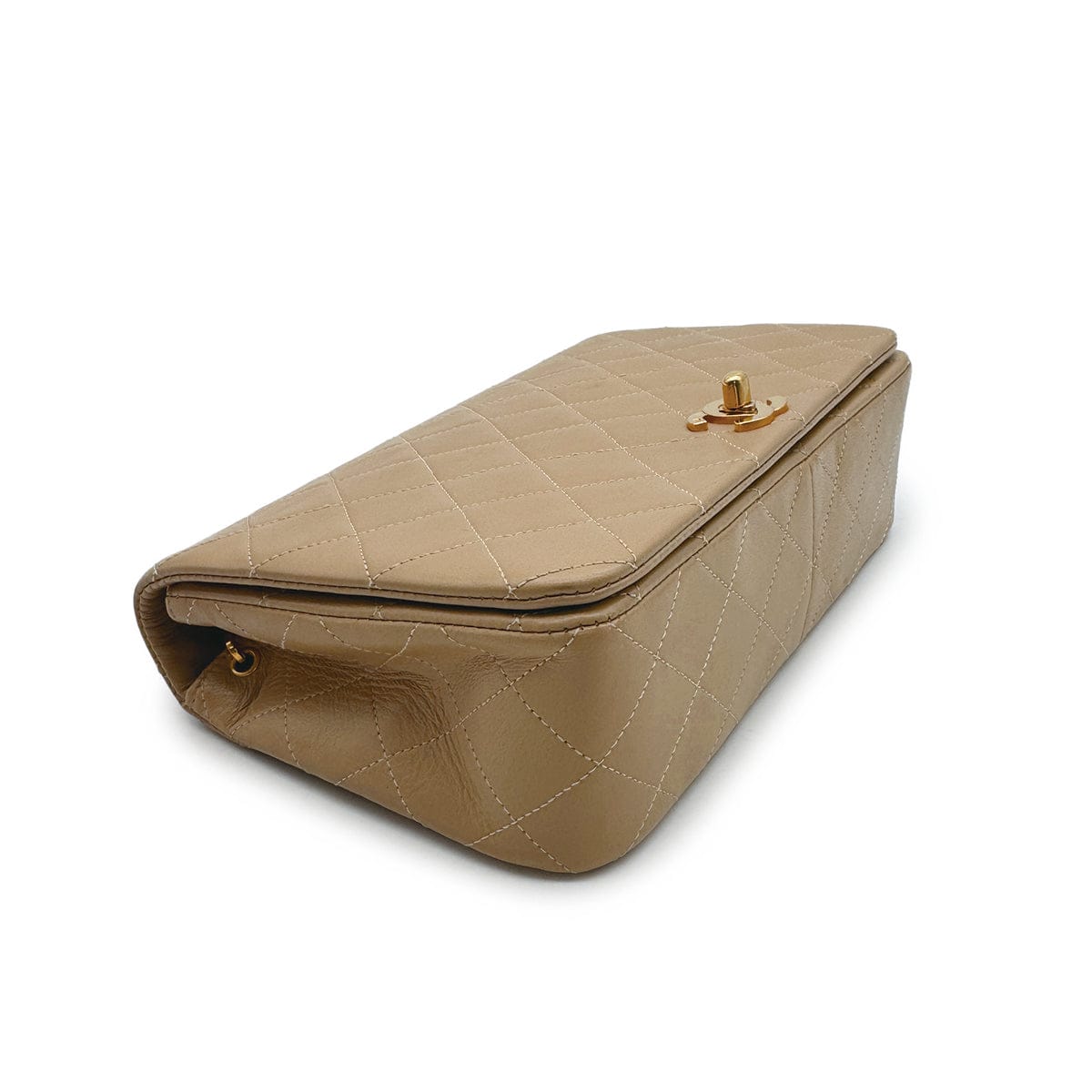 Luxury Promise Japan VINTAGE CHANEL FULL FLAP CHAIN SHUOLDER BAG BEIGE LAMB SKIN GOLD HARDWARE 90317724