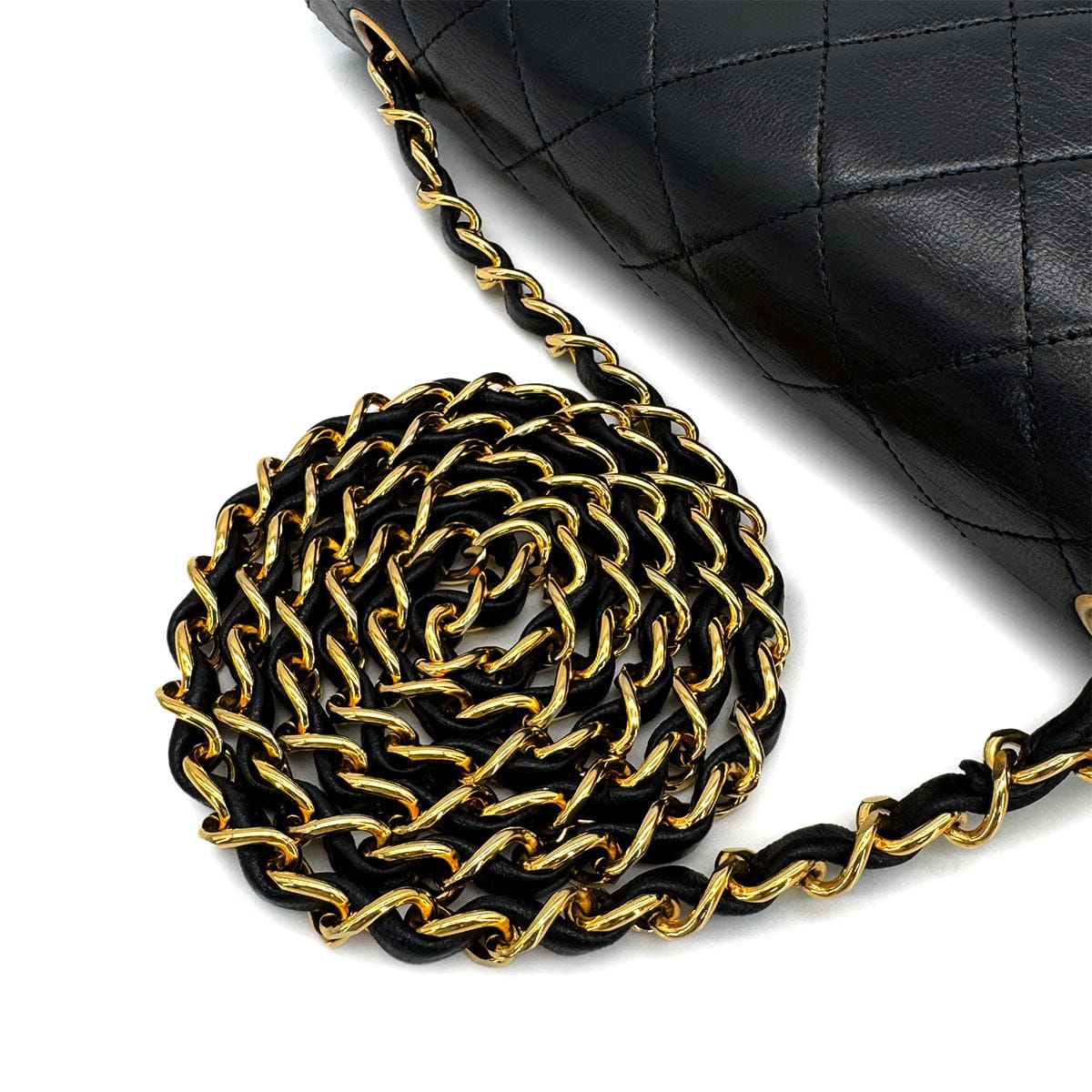 Luxury Promise Japan VINTAGE CHANEL FULL FLAP CHAIN SHUOLDER BAG BLACK LAMB SKIN GOLD HARDWARE 90317776