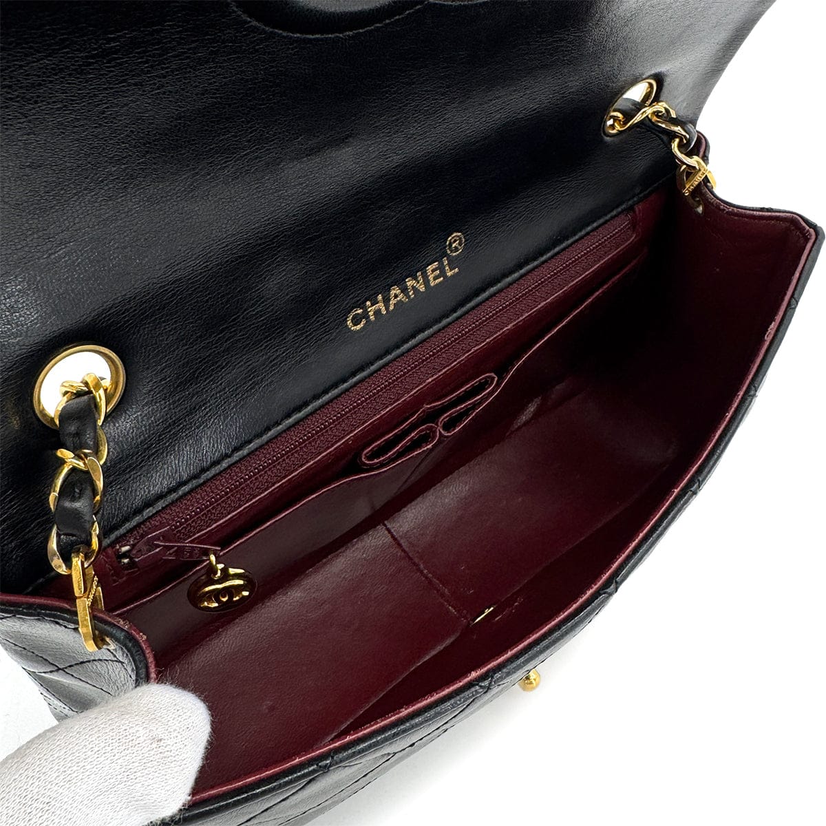 Luxury Promise Japan VINTAGE CHANEL FULL FLAP CHAIN SHUOLDER BAG BLACK LAMB SKIN GOLD HARDWARE 90317776