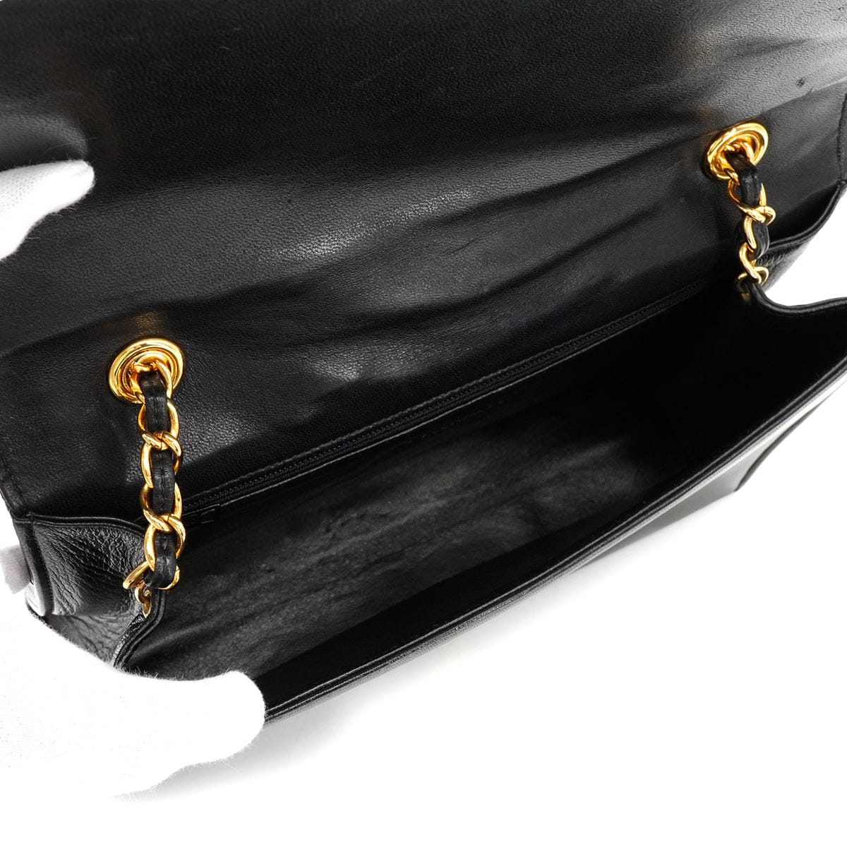 Luxury Promise Japan VINTAGE CHANEL FULL FLAP CHAIN SHUOLDER BAG BLACK LAMB SKIN GOLD HARDWARE 90337655