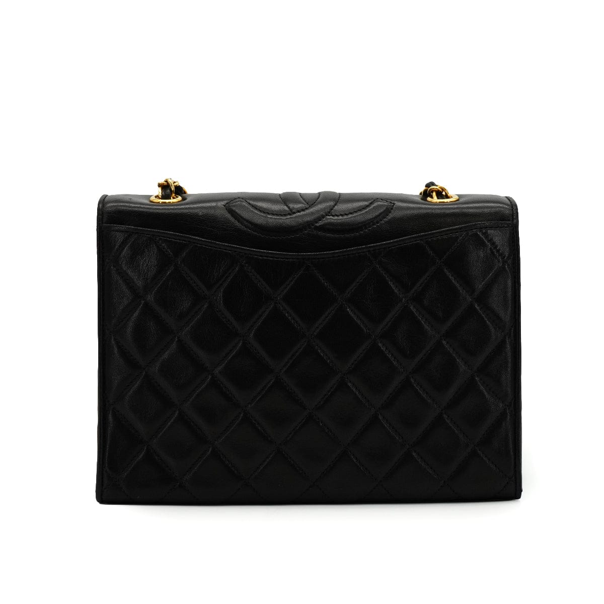 Luxury Promise Japan VINTAGE CHANEL FULL FLAP CHAIN SHUOLDER BAG BLACK LAMB SKIN GOLD HARDWARE 90337655