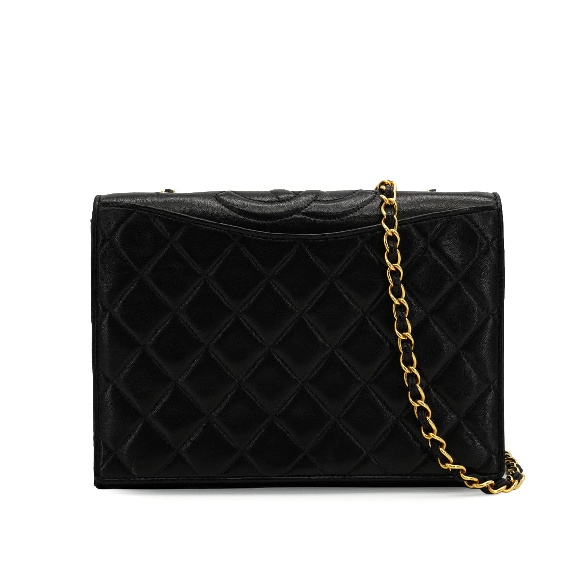 Luxury Promise Japan VINTAGE CHANEL FULL FLAP CHAIN SHUOLDER BAG BLACK LAMB SKIN GOLD HARDWARE 90337655
