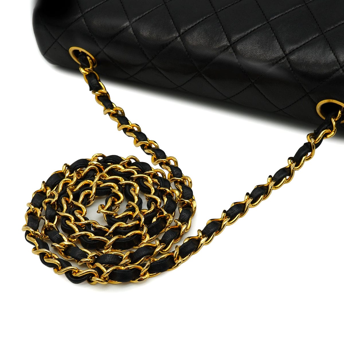 Luxury Promise Japan VINTAGE CHANEL FULL FLAP CHAIN SHUOLDER BAG BLACK LAMB SKIN GOLD HARDWARE 90344445