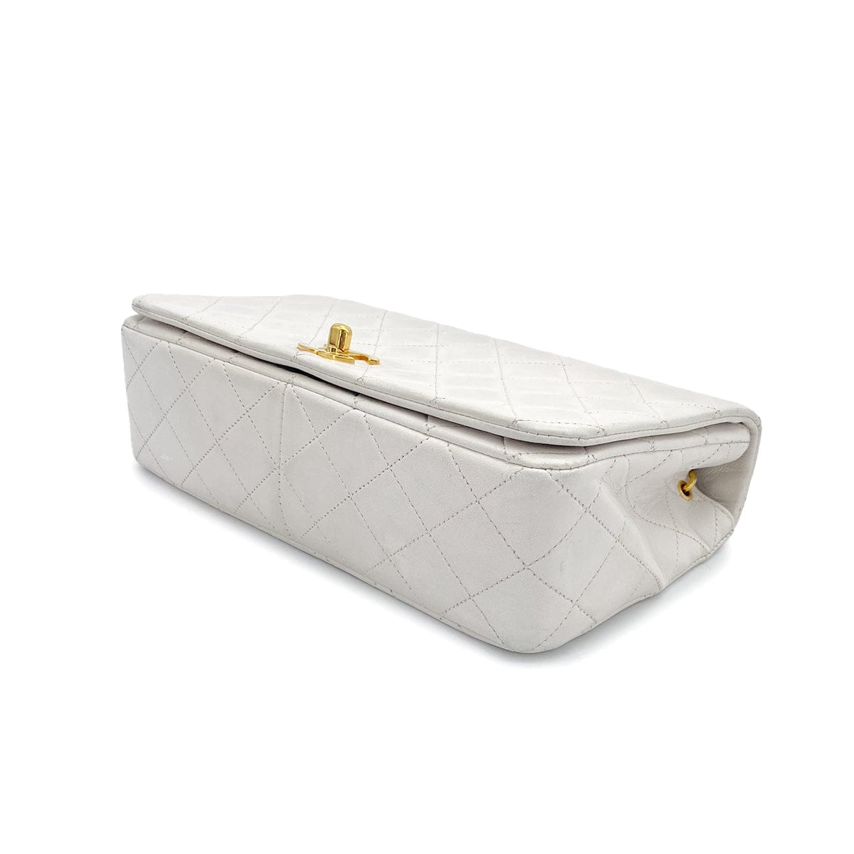 Luxury Promise Japan VINTAGE CHANEL FULL FLAP CHAIN SHUOLDER BAG WHITE LAMB SKIN GOLD HARDWARE 90321767