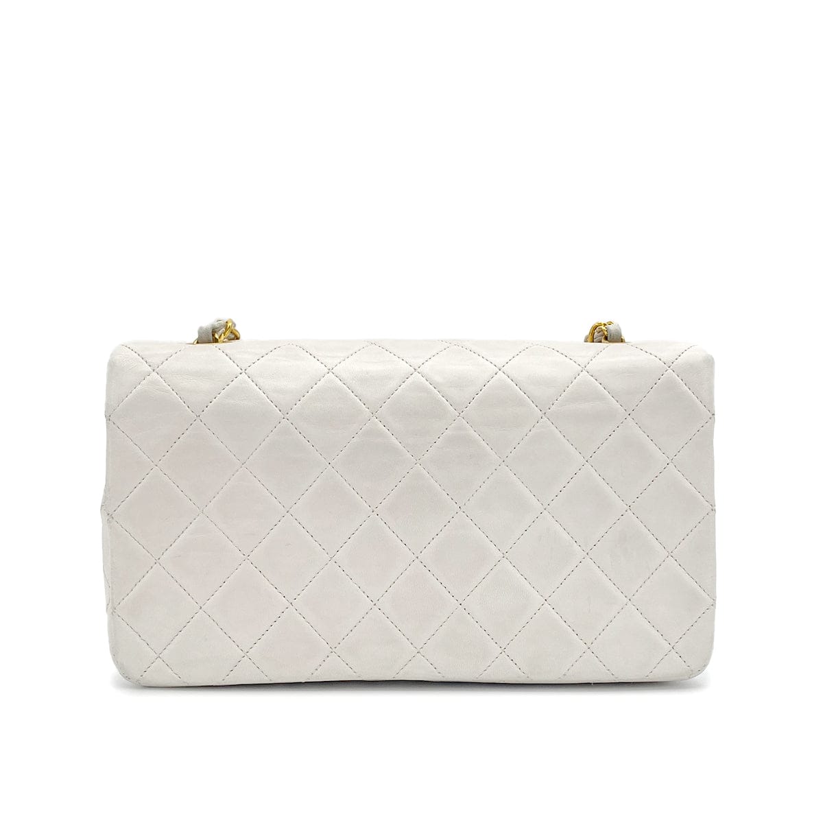Luxury Promise Japan VINTAGE CHANEL FULL FLAP CHAIN SHUOLDER BAG WHITE LAMB SKIN GOLD HARDWARE 90321767