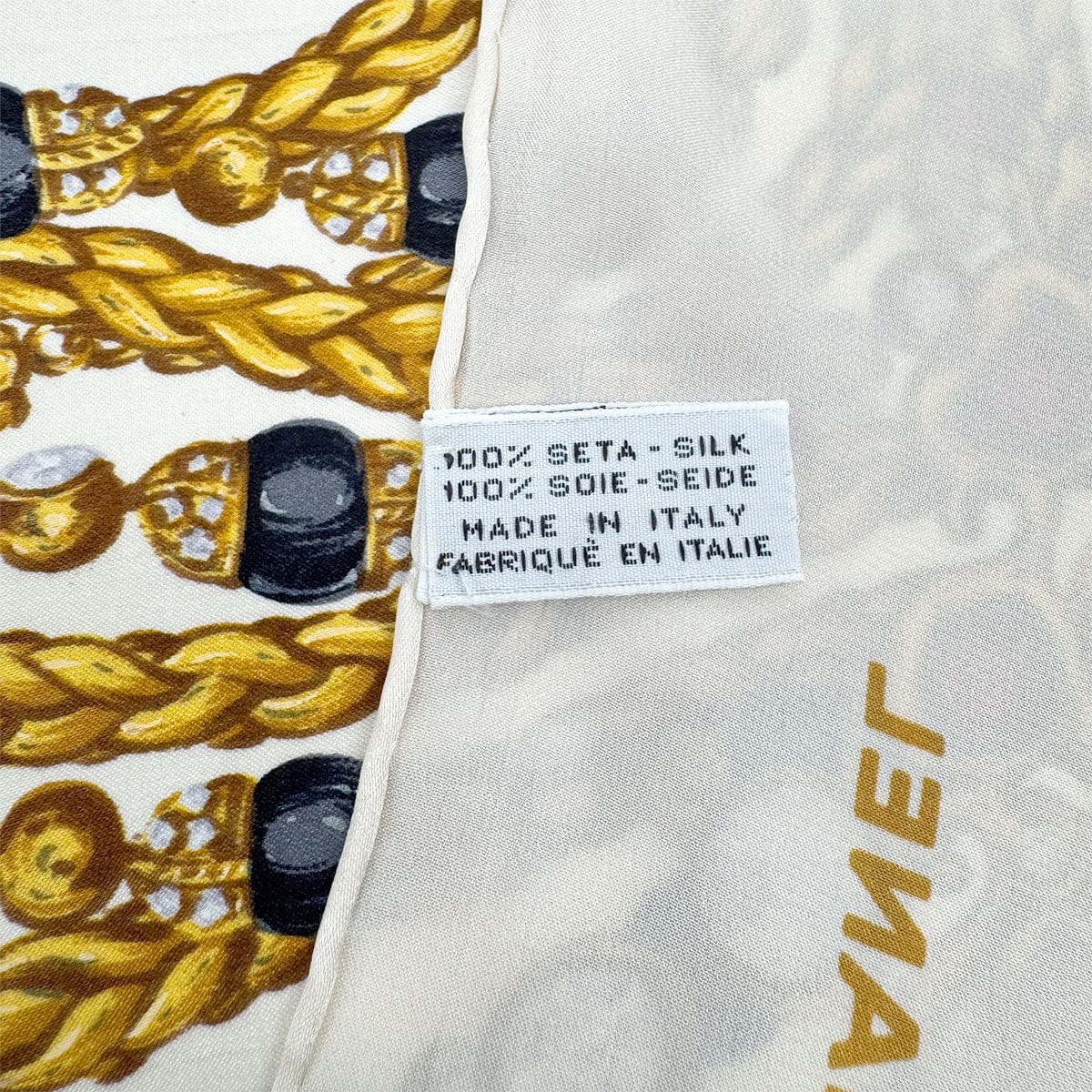 Luxury Promise Japan VINTAGE CHANEL JEWELRY PATTERN SCARF WHITE SILK 90323160