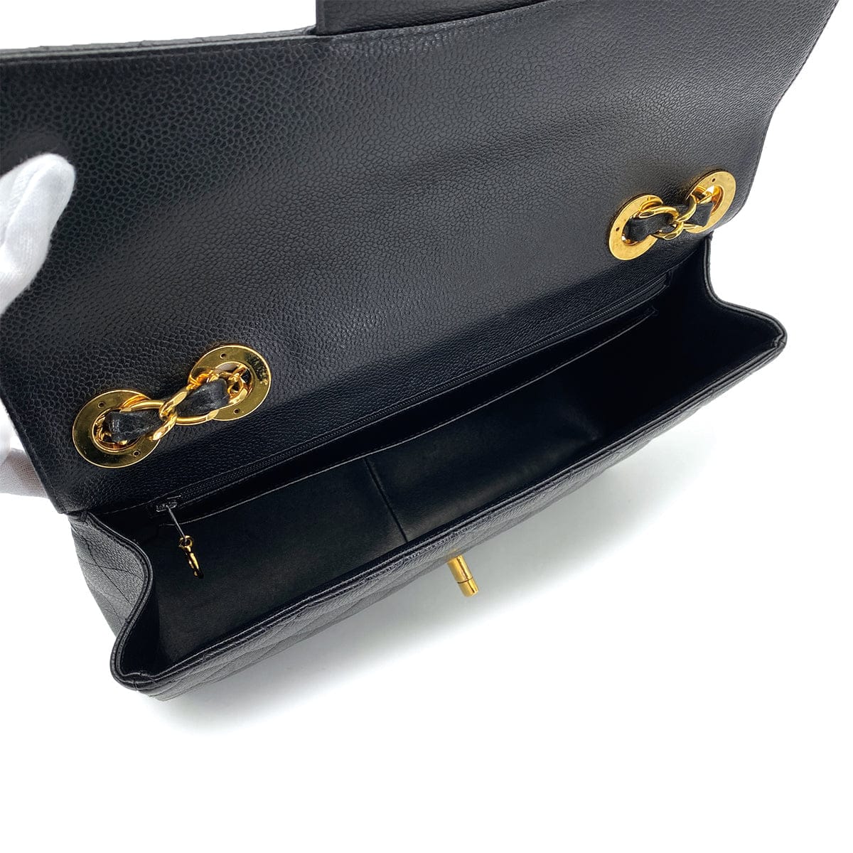 Luxury Promise Japan VINTAGE CHANEL JUMBO MATELASSE 30 CHAIN SHOULDER BAG BLACK CAVIAR SKIN GOLD HARDWARE 90311889