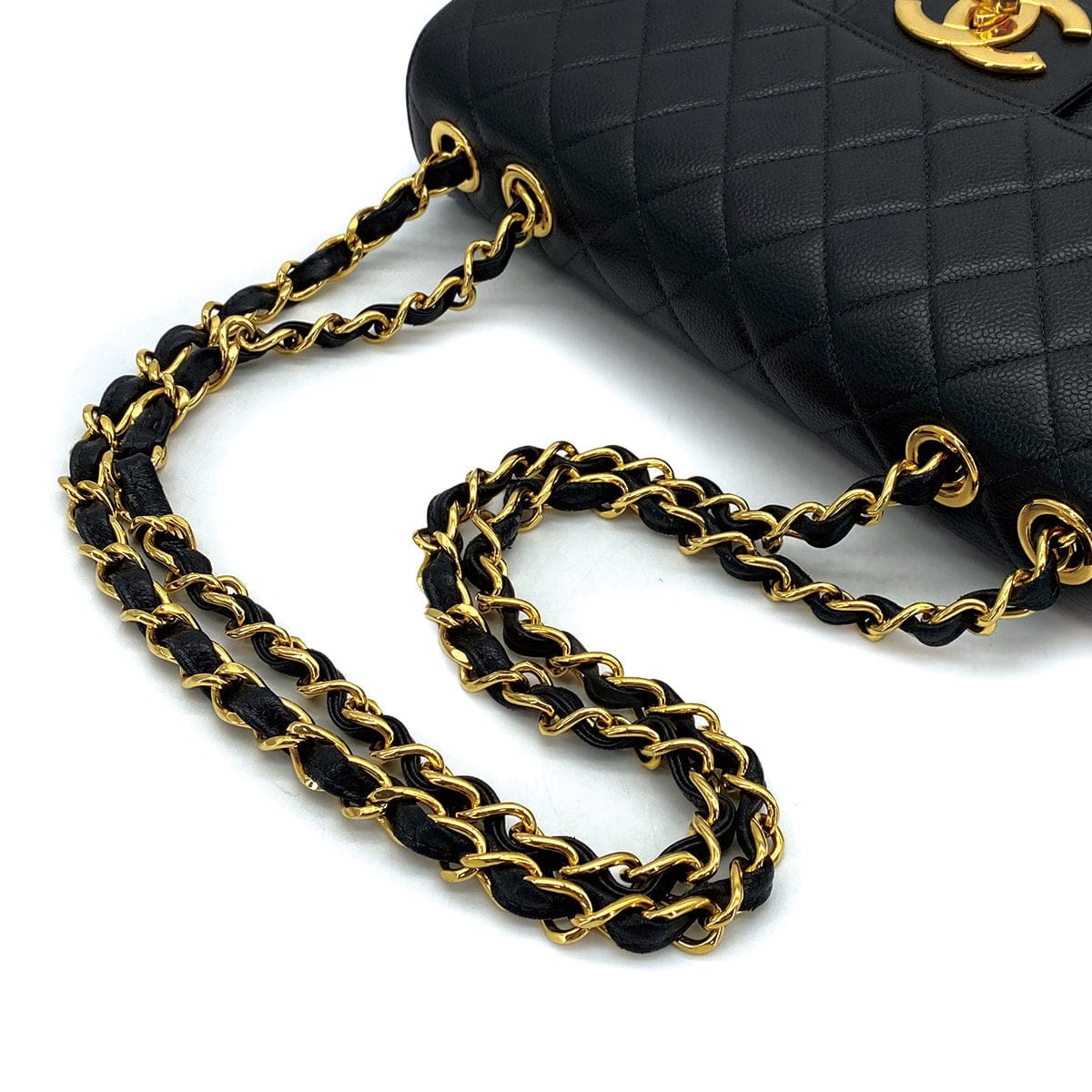 Luxury Promise Japan VINTAGE CHANEL JUMBO MATELASSE 30 CHAIN SHOULDER BAG BLACK CAVIAR SKIN GOLD HARDWARE 90311889