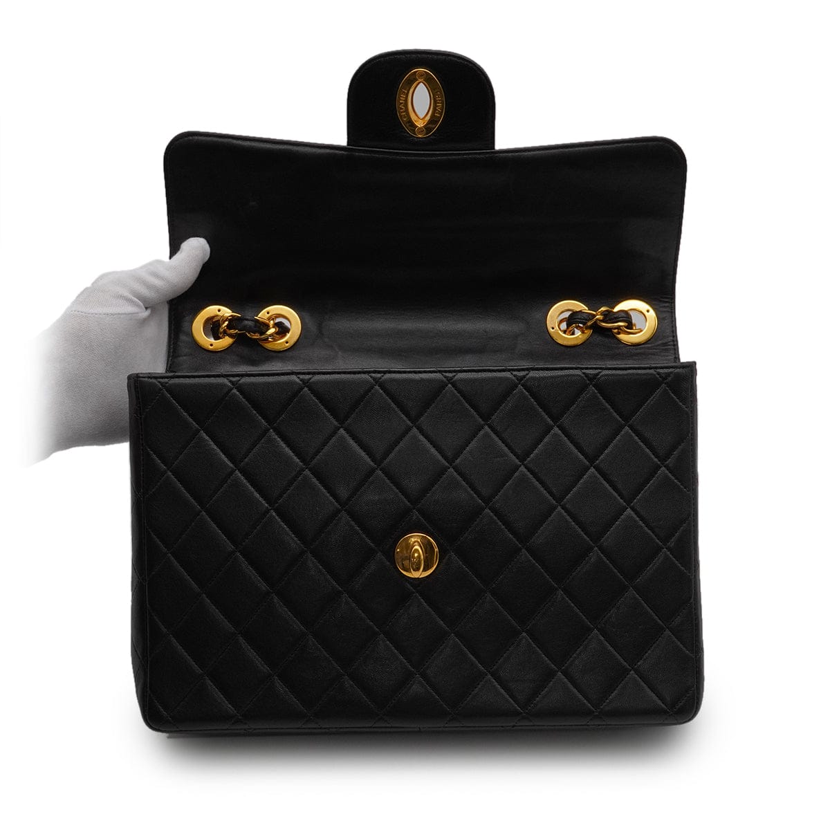 Luxury Promise Japan VINTAGE CHANEL JUMBO MATELASSE 30 CHAIN SHOULDER BAG BLACK LAMB SKIN GOLD HARDWARE 90346877