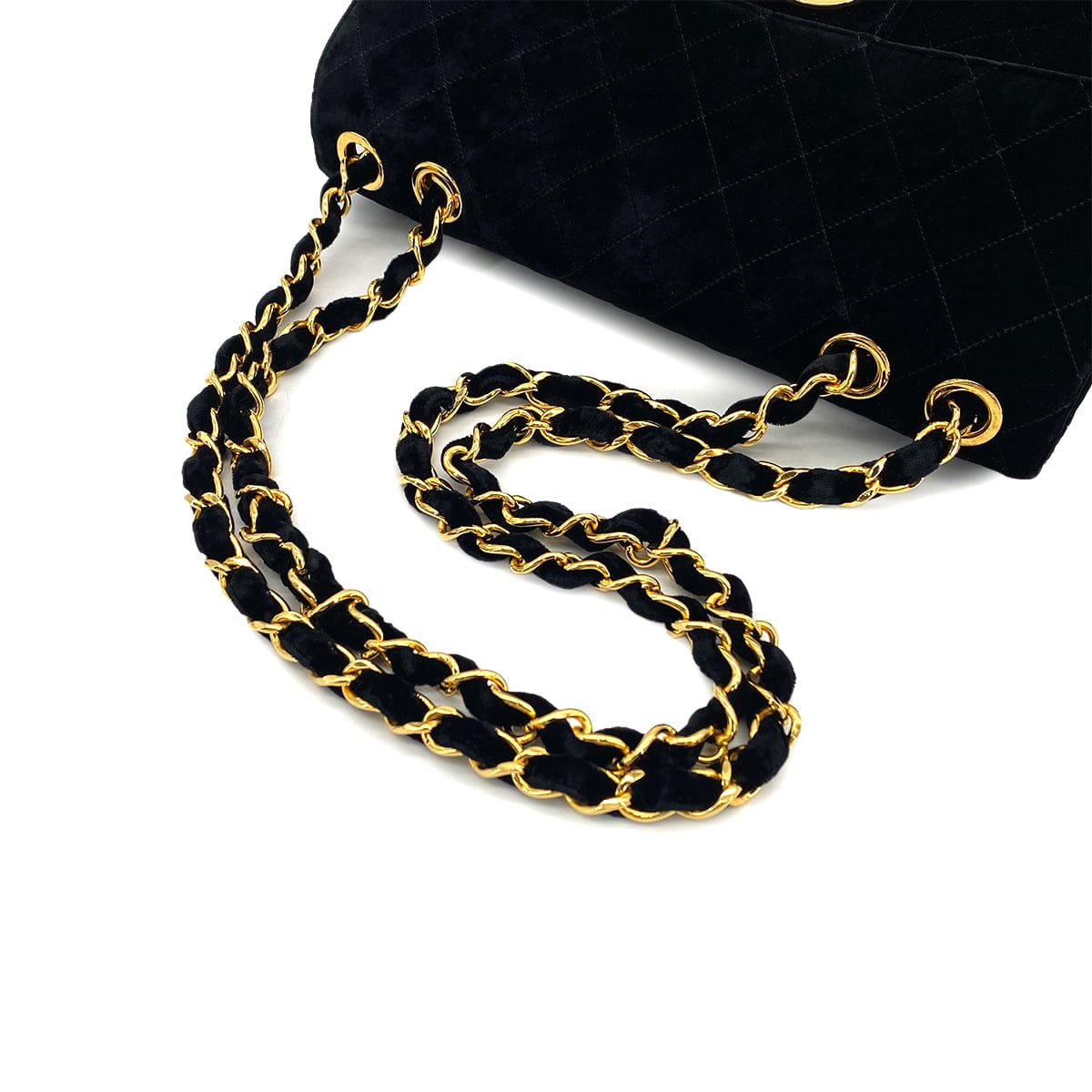 Luxury Promise Japan VINTAGE CHANEL JUMBO MATELASSE 30 CHAIN SHOULDER BAG BLACK VELOR GOLD HARDWARE 90324833