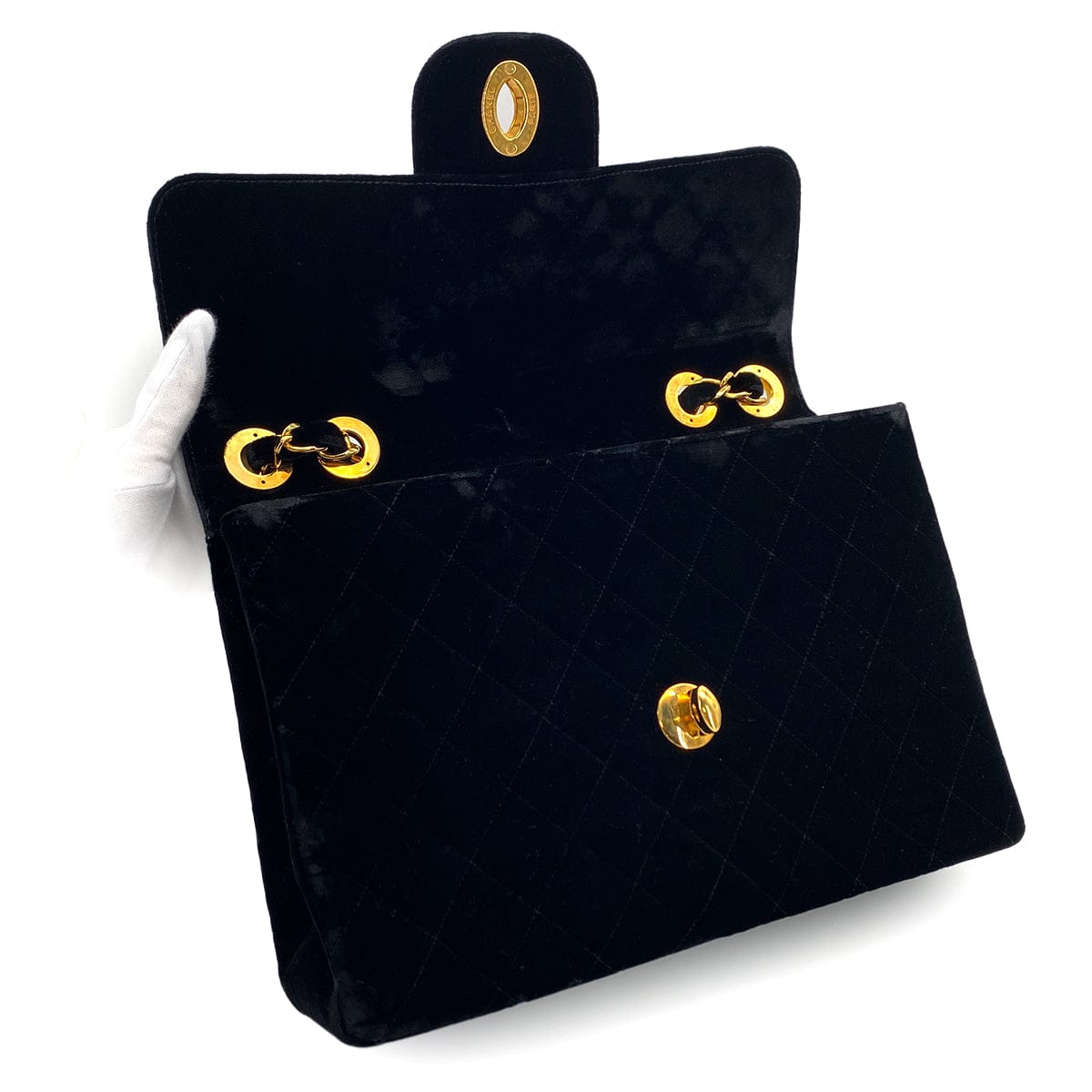 Luxury Promise Japan VINTAGE CHANEL JUMBO MATELASSE 30 CHAIN SHOULDER BAG BLACK VELOR GOLD HARDWARE 90324833