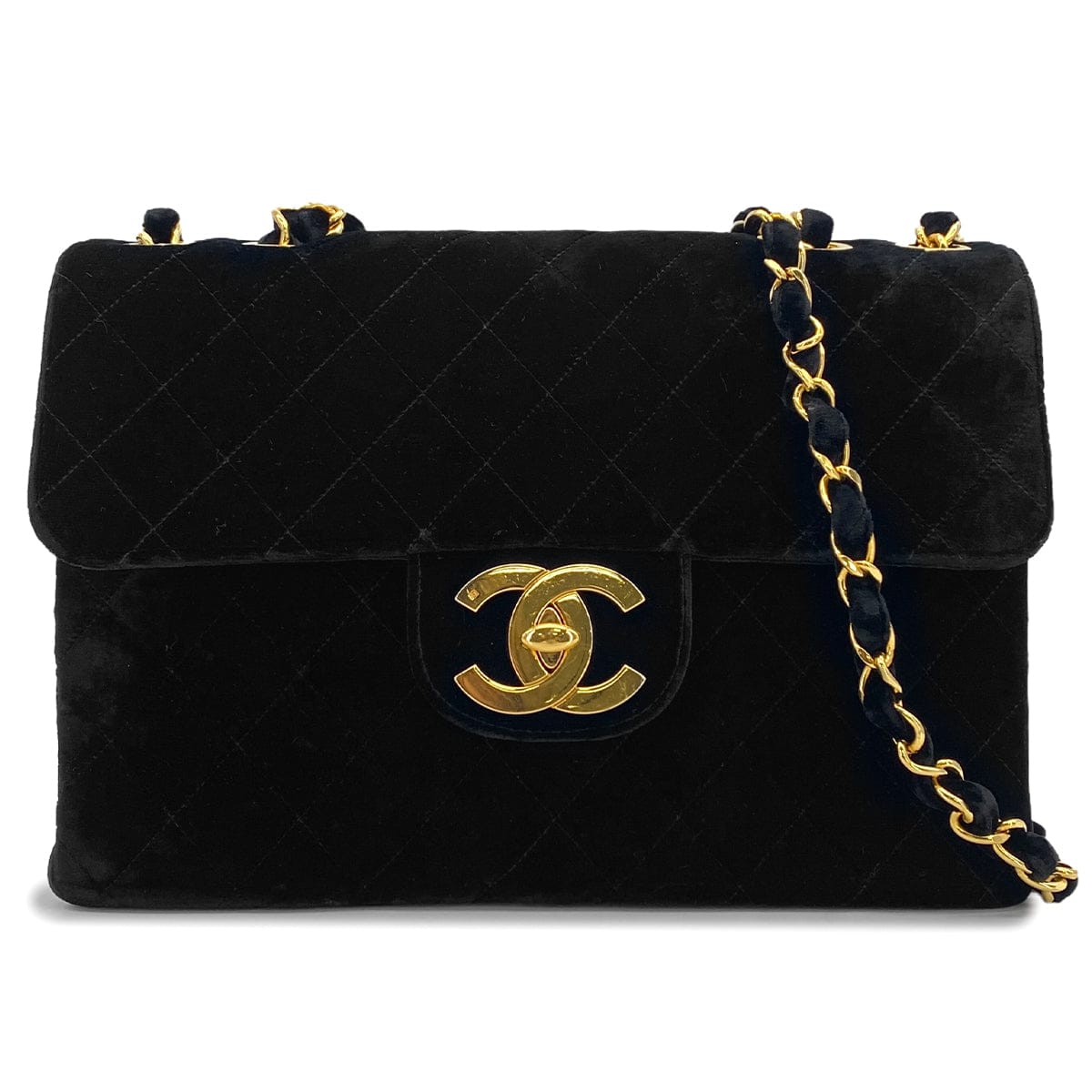 Luxury Promise Japan VINTAGE CHANEL JUMBO MATELASSE 30 CHAIN SHOULDER BAG BLACK VELOR GOLD HARDWARE 90324833