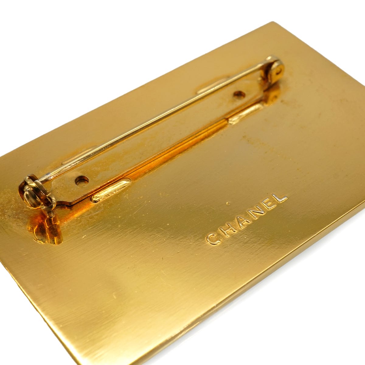 Luxury Promise Japan VINTAGE CHANEL LOGO BROOCH PLATE GOLD ACCESSORY 90335020