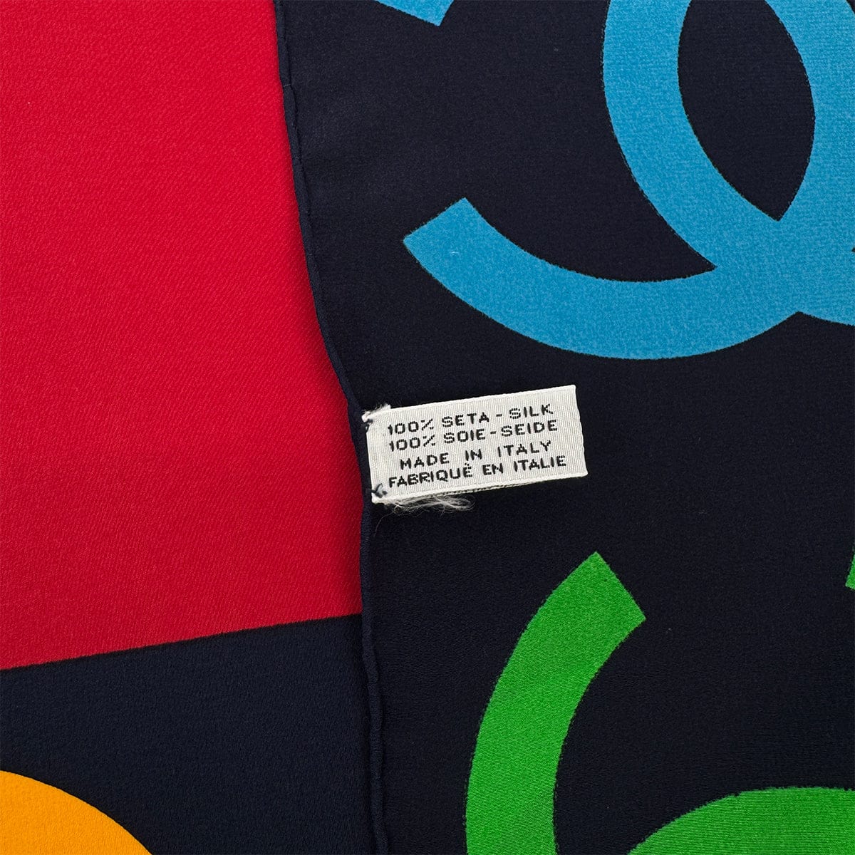 Luxury Promise Japan VINTAGE CHANEL LOGO COCOMARK PATTERN SCARF MULTICOLOR SILK 90323480