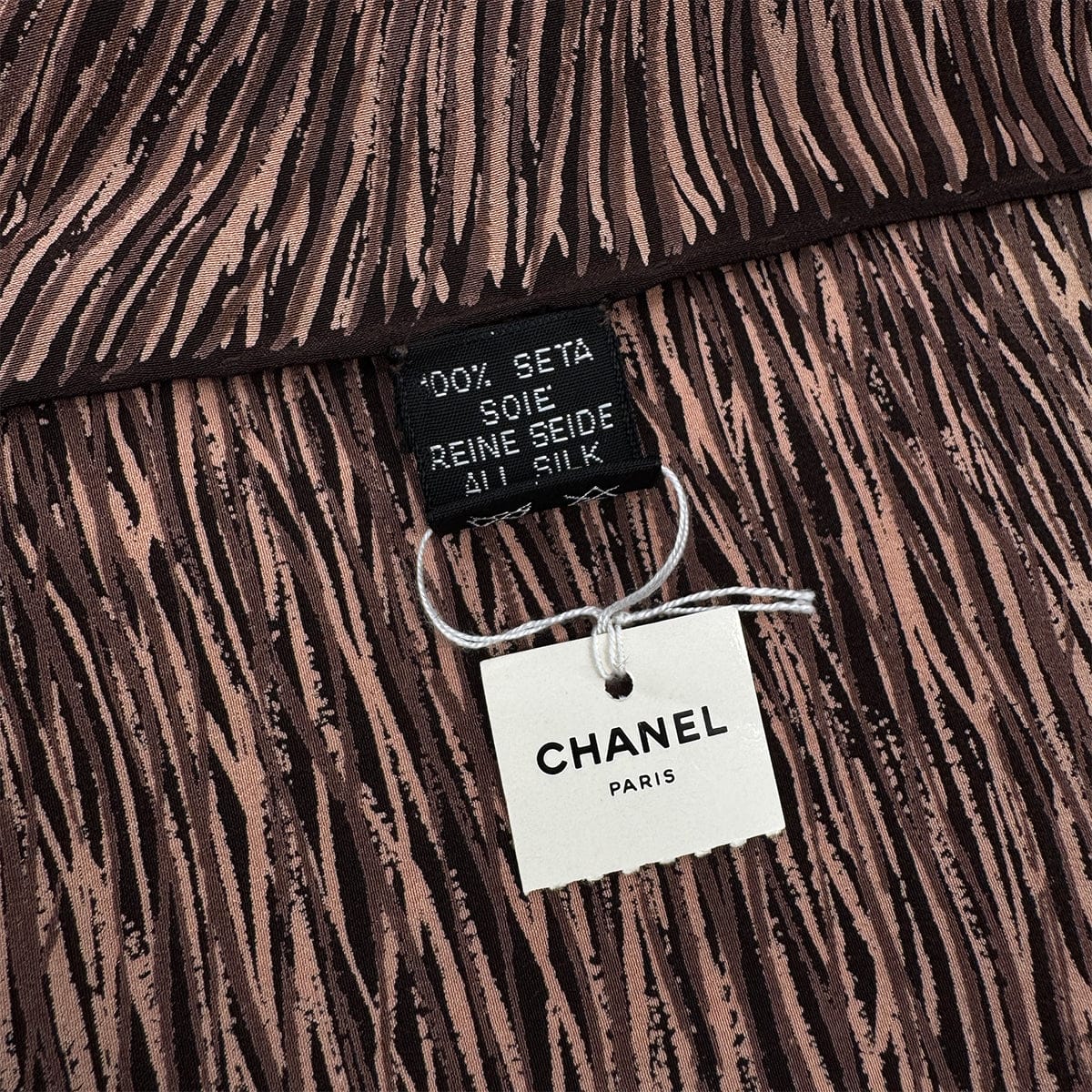 Luxury Promise Japan VINTAGE CHANEL LOGO SCARF BROWN SILK 90322221