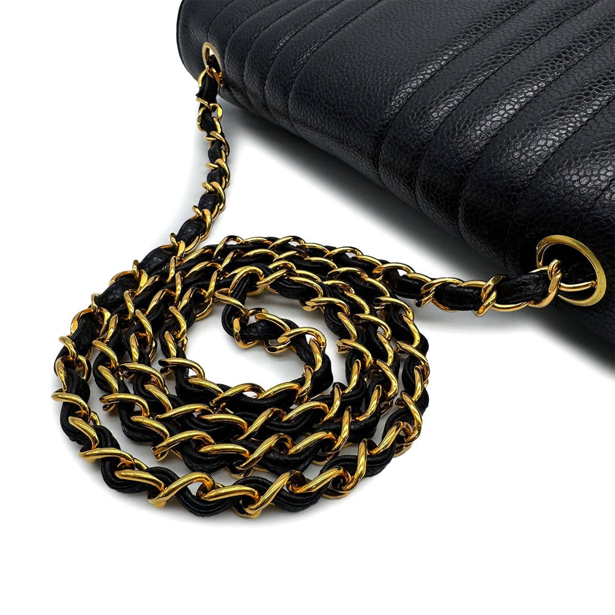 Luxury Promise Japan VINTAGE CHANEL MADEMOISELLE CHAIN SHOULDER BAG BLACK CAVIAR SKIN GOLD HAEDWARE 90315868