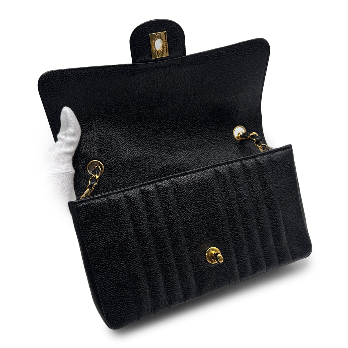 Luxury Promise Japan VINTAGE CHANEL MADEMOISELLE CHAIN SHOULDER BAG BLACK CAVIAR SKIN GOLD HAEDWARE 90315868
