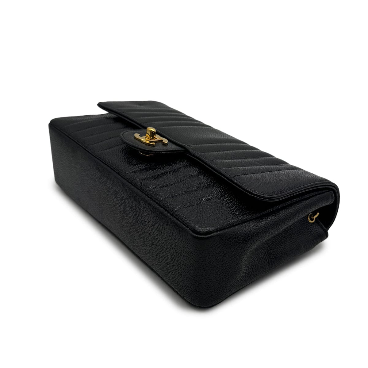 Luxury Promise Japan VINTAGE CHANEL MADEMOISELLE CHAIN SHOULDER BAG BLACK CAVIAR SKIN GOLD HAEDWARE 90315868