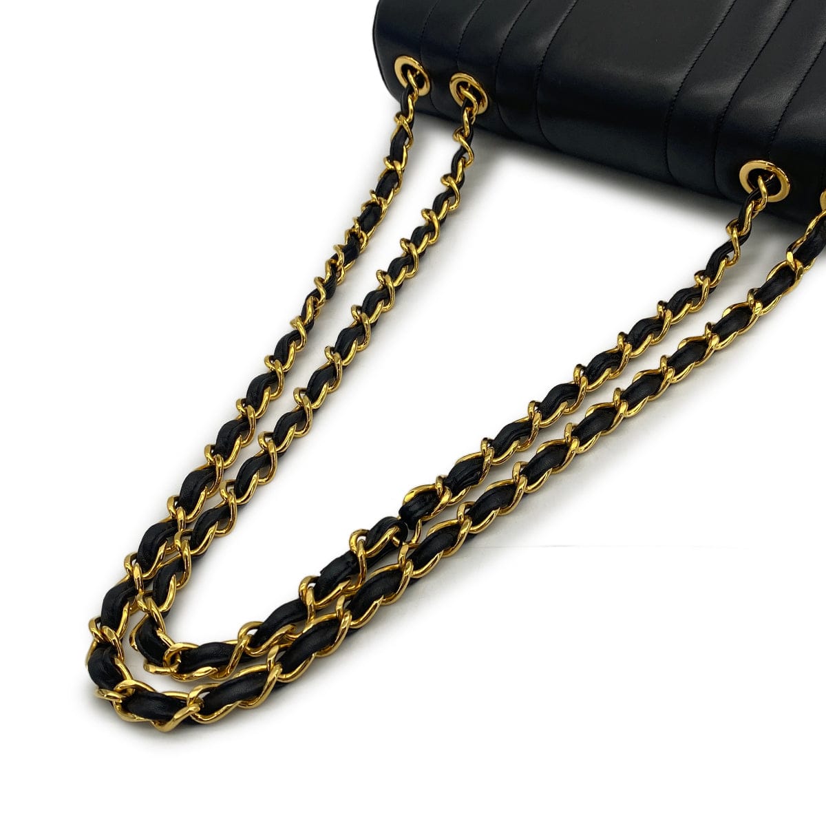 Luxury Promise Japan VINTAGE CHANEL MADEMOISELLE CHAIN SHOULDER BAG BLACK LAMB SKIN GOLD HARDWARE 90317769