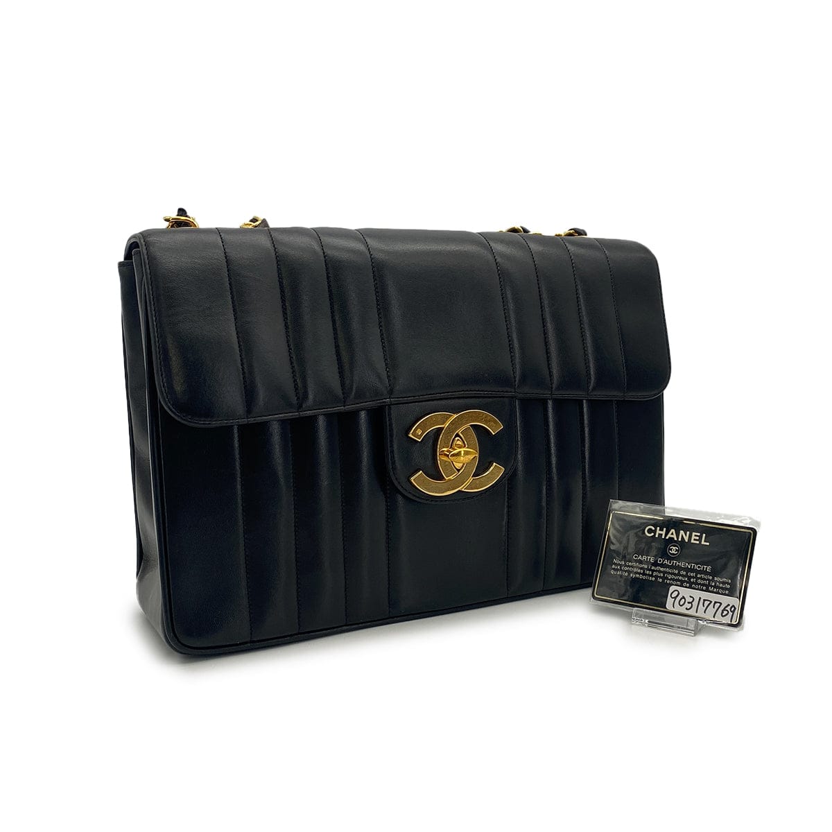Luxury Promise Japan VINTAGE CHANEL MADEMOISELLE CHAIN SHOULDER BAG BLACK LAMB SKIN GOLD HARDWARE 90317769
