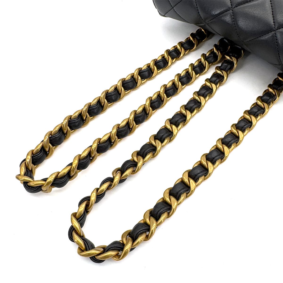 Luxury Promise Japan VINTAGE CHANEL MATELASSE CHAIN BACKPACK BLACK LAMB SKIN GOLD HARDWARE 90317880