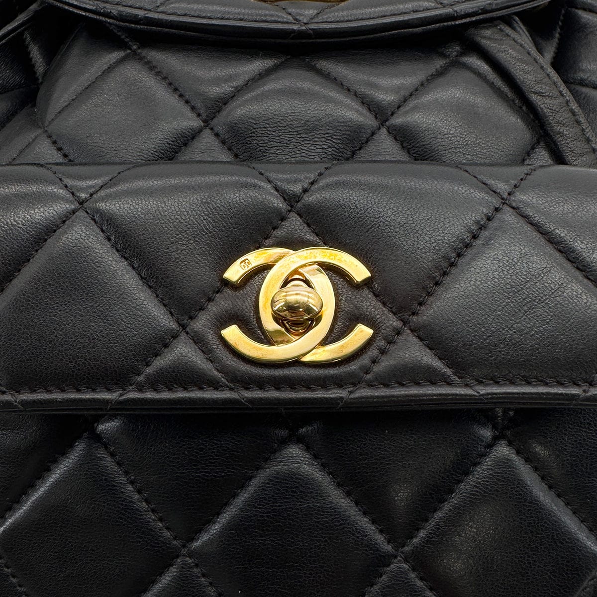 Luxury Promise Japan VINTAGE CHANEL MATELASSE CHAIN BACKPACK BLACK LAMB SKIN GOLD HARDWARE 90317880
