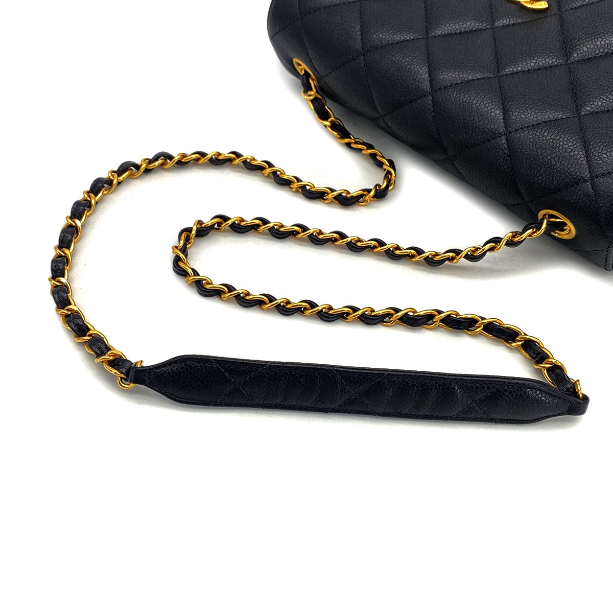Luxury Promise Japan VINTAGE CHANEL MATELASSE CHAIN SHOULDER BAG BLACK CAVIAR SKIN GOLD HARDWARE 90324766
