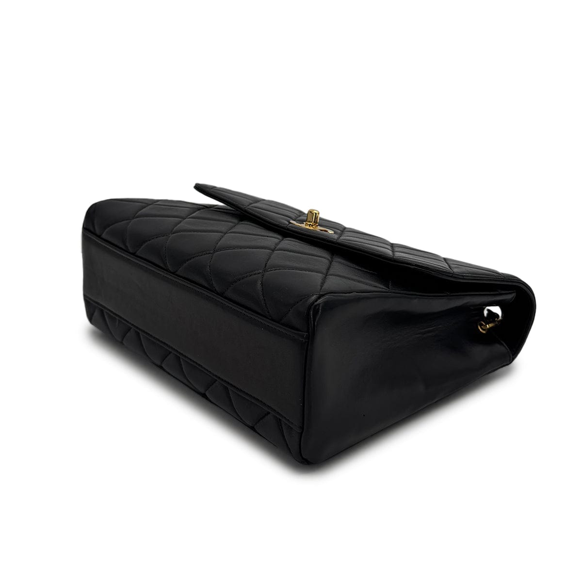 Luxury Promise Japan VINTAGE CHANEL MATELASSE CHAIN SHOULDER BAG BLACK LAMB SKIN GOLD HARDWARE 90314571