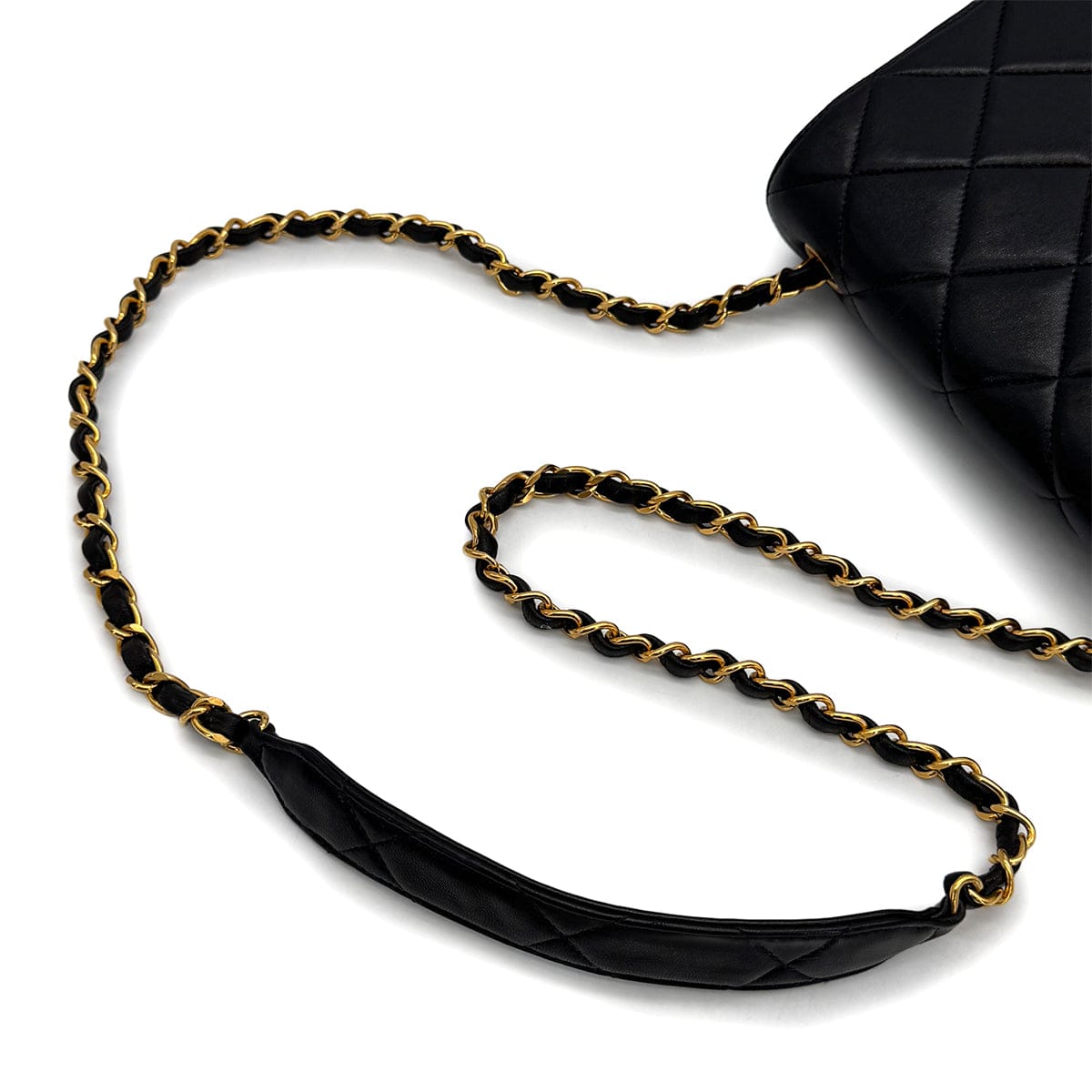 Luxury Promise Japan VINTAGE CHANEL MATELASSE CHAIN SHOULDER BAG BLACK LAMB SKIN GOLD HARDWARE 90314571