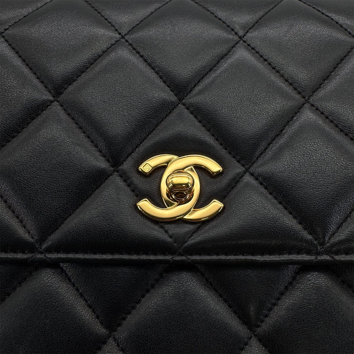 Luxury Promise Japan VINTAGE CHANEL MATELASSE CHAIN SHOULDER BAG BLACK LAMB SKIN GOLD HARDWARE 90314776